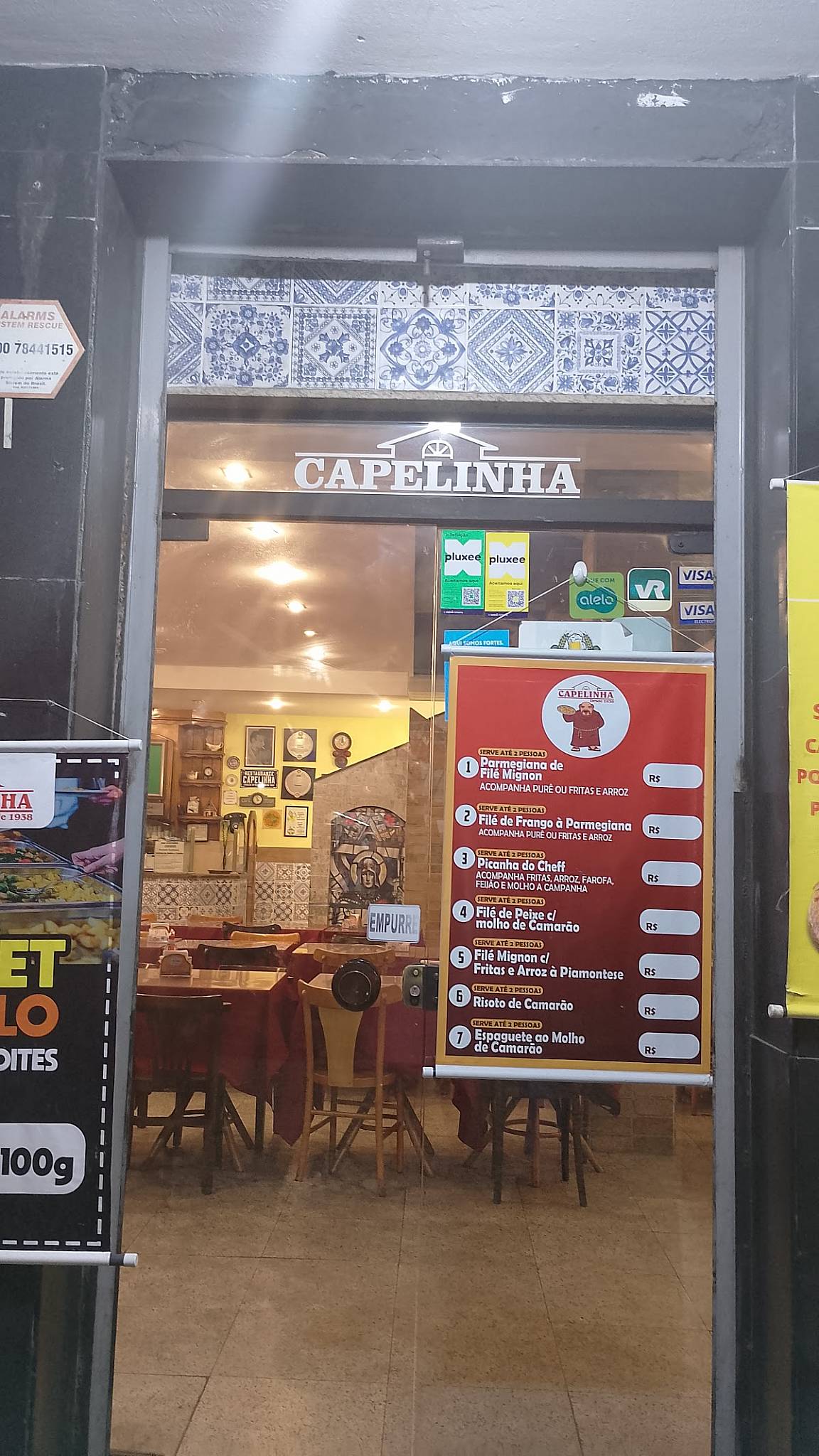 Restaurante Capelinha cardápio