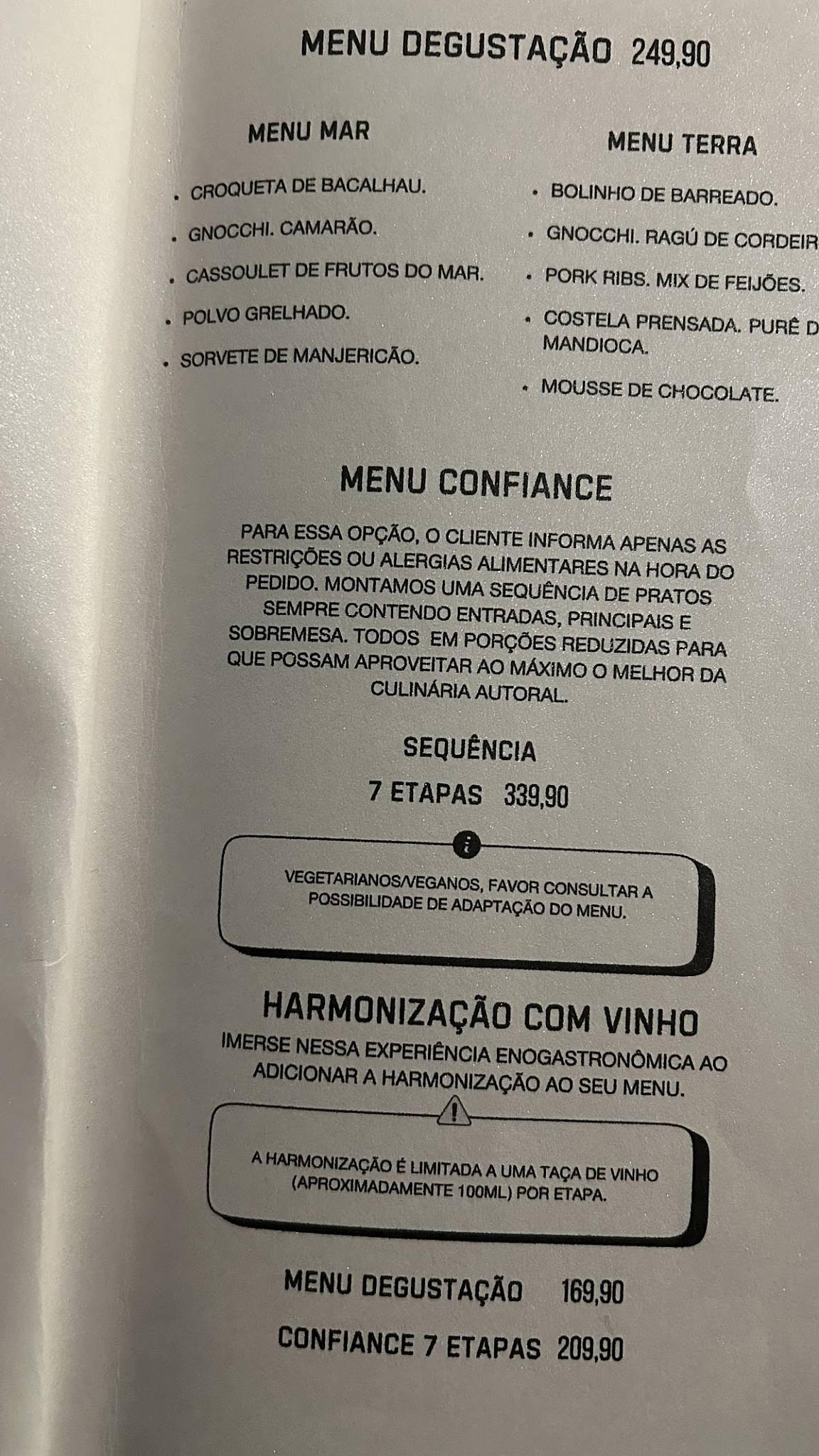 Restaurante Marcondes Cozinha Autoral cardápio