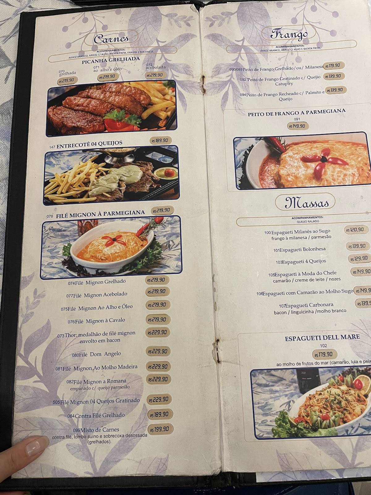 Restaurante Recanto do Mar cardápio