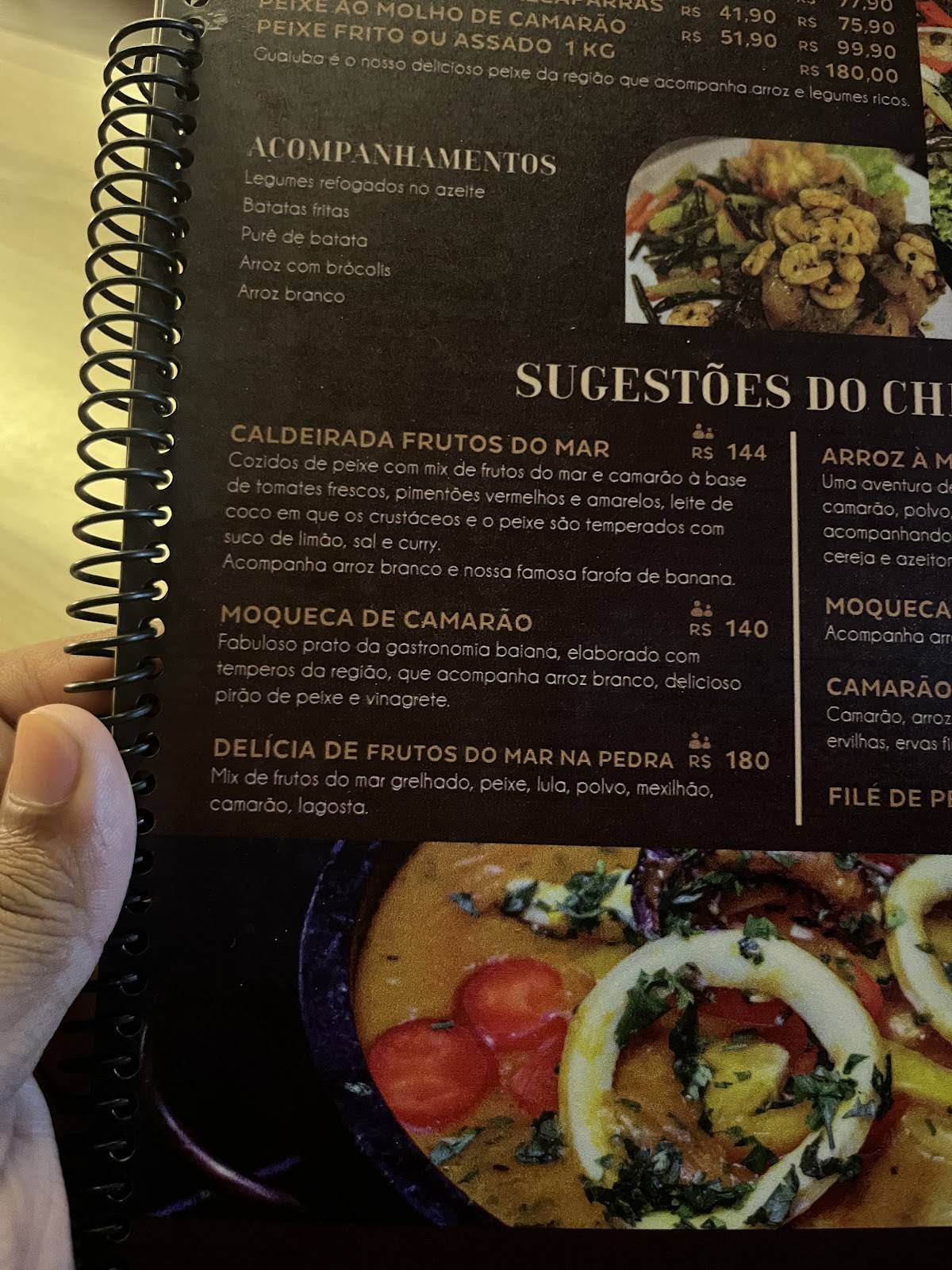 Restaurante Toca do Camarão - Porto Seguro Bahia cardápio