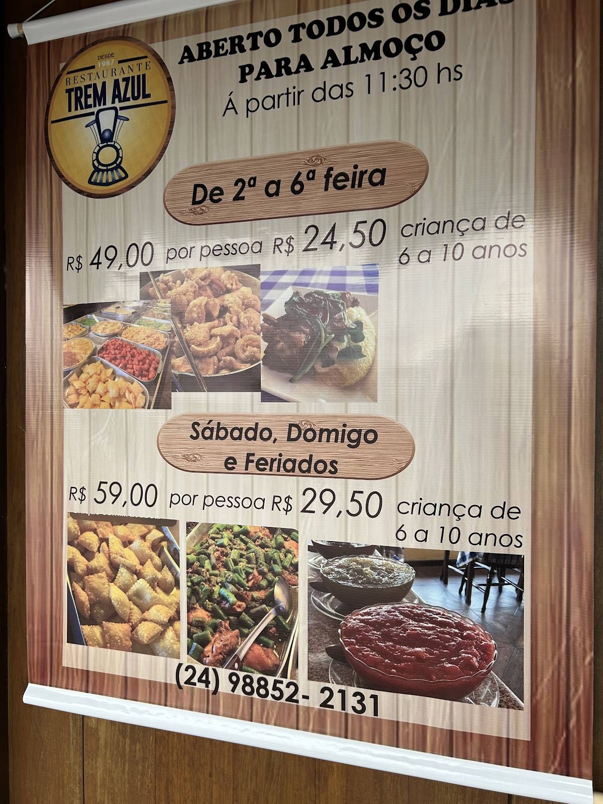 Restaurante Trem Azul cardápio