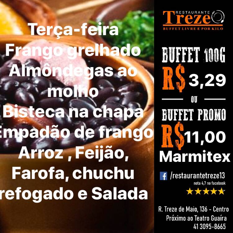 Restaurante Treze cardápio