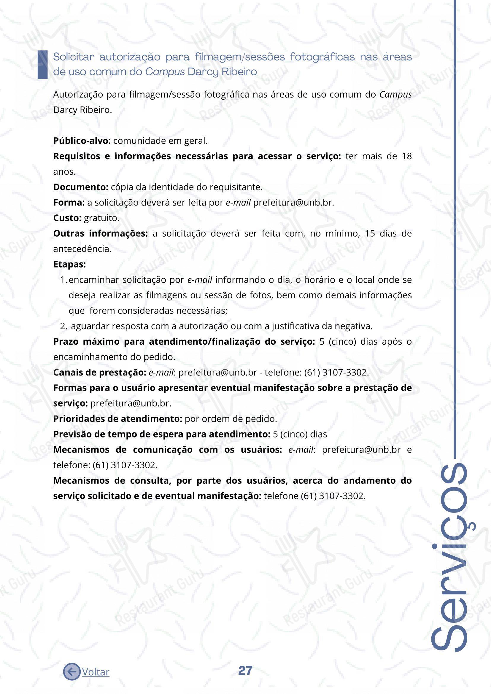 Основное меню para Restaurante Universitário - RU ISM GOMES DE MATTOS restaurante