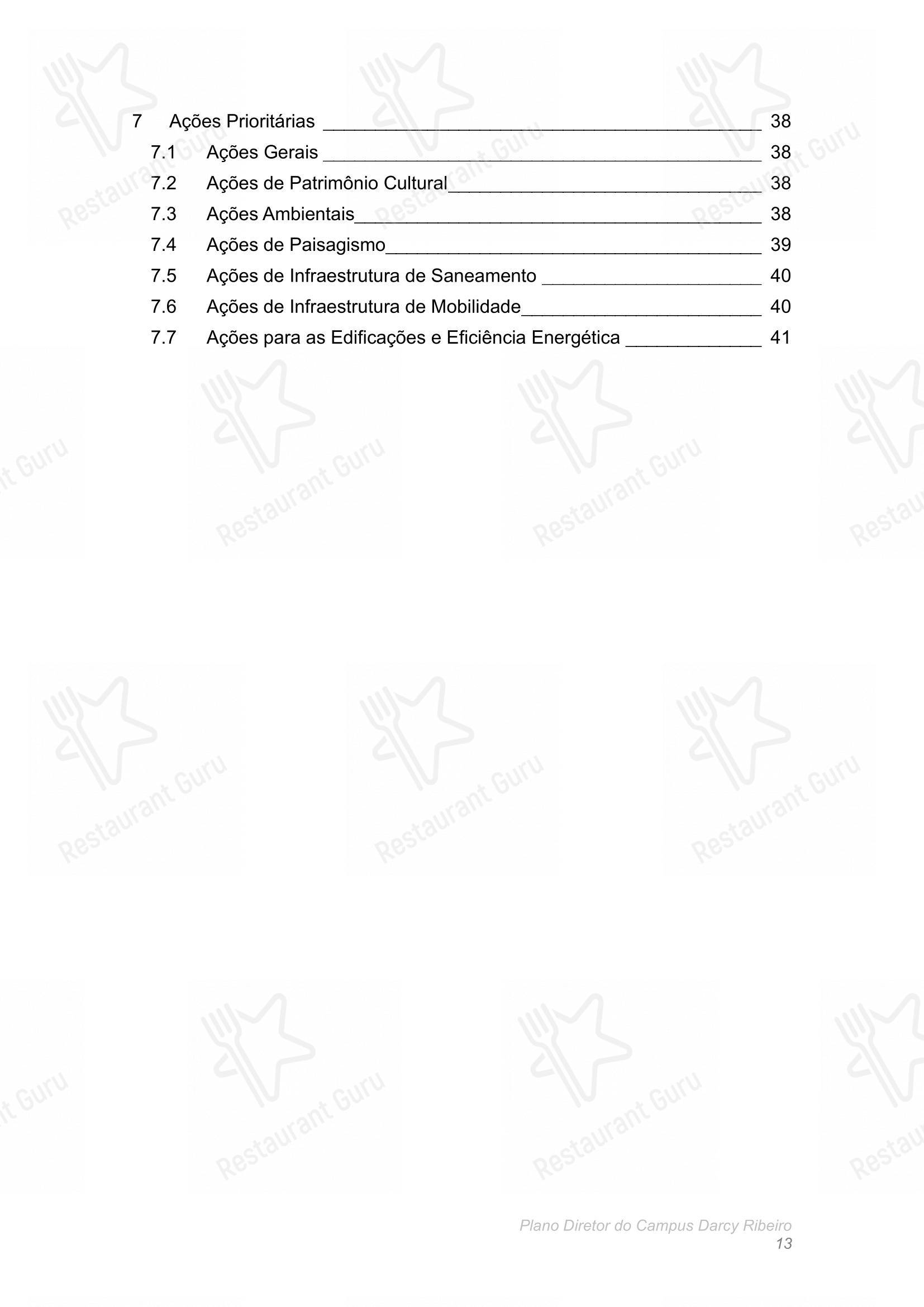 Restaurante Universitário - RU ISM GOMES DE MATTOS - Крафт меню