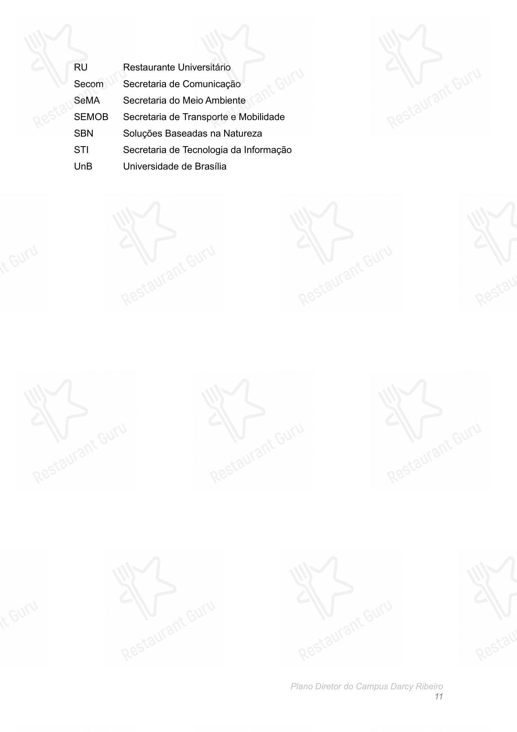 Крафт меню para Restaurante Universitário - RU ISM GOMES DE MATTOS restaurante