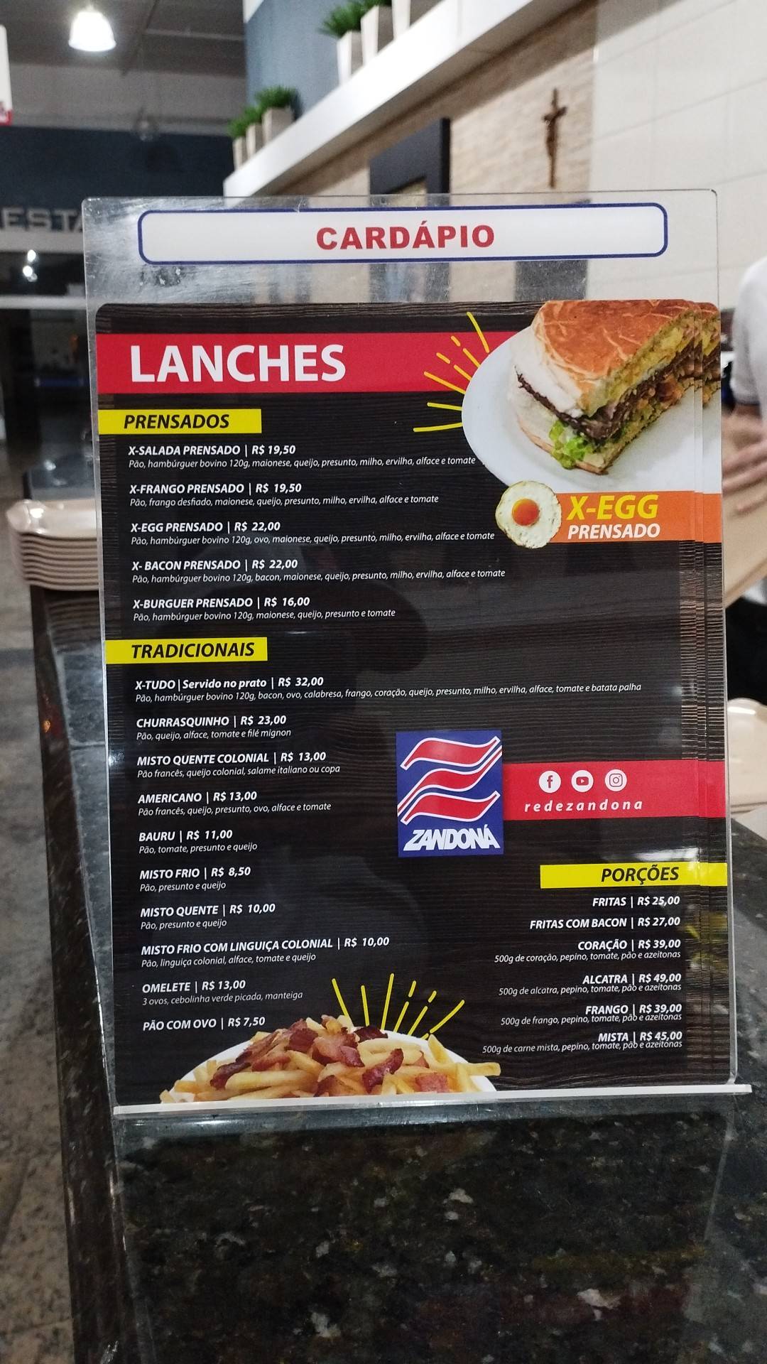 Restaurante Zandoná 2 cardápio