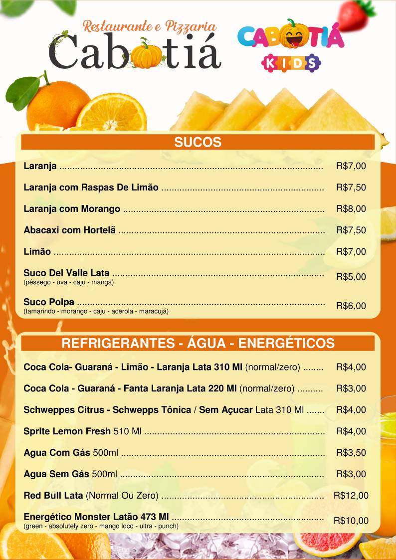 Restaurante Cabotiá cardápio