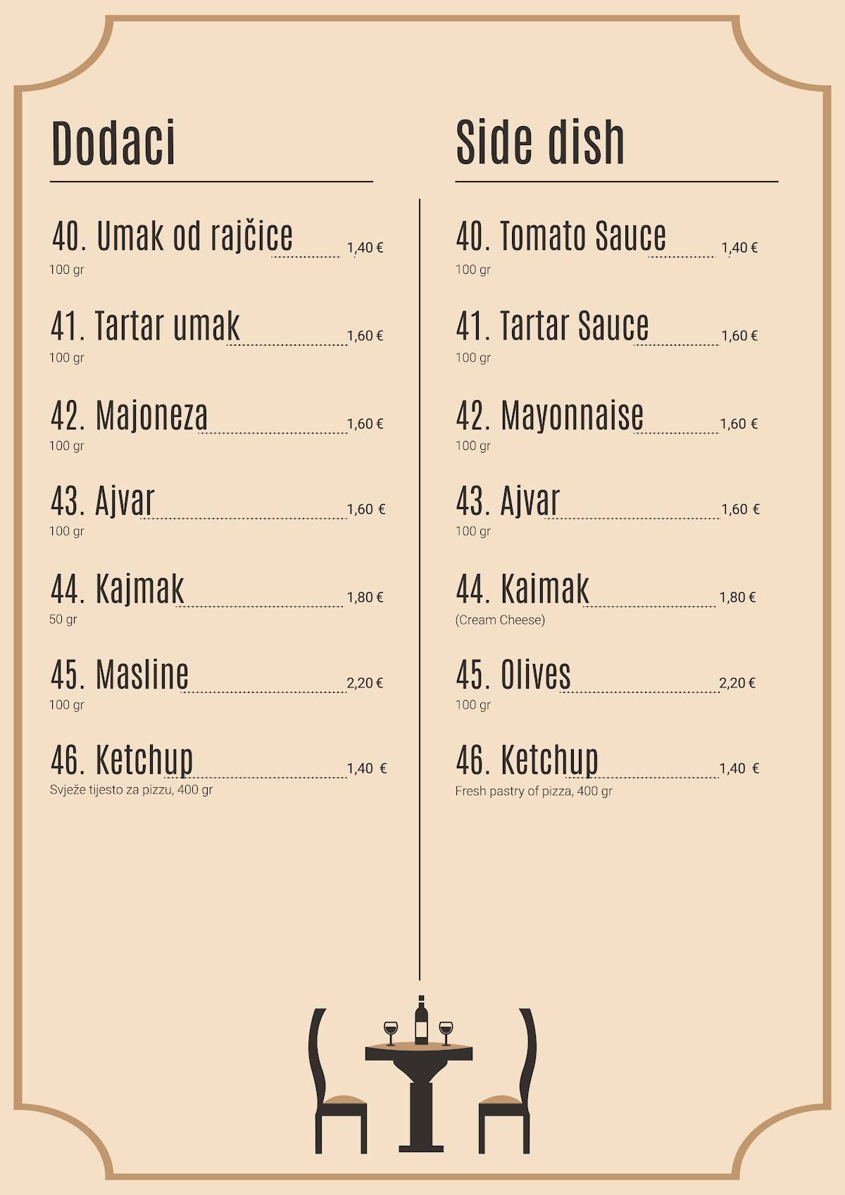 Menu di Restoran i catering Ben-Mar 