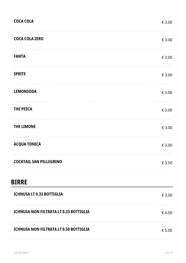 Menu di Retrò Pizzeria Olbia 
