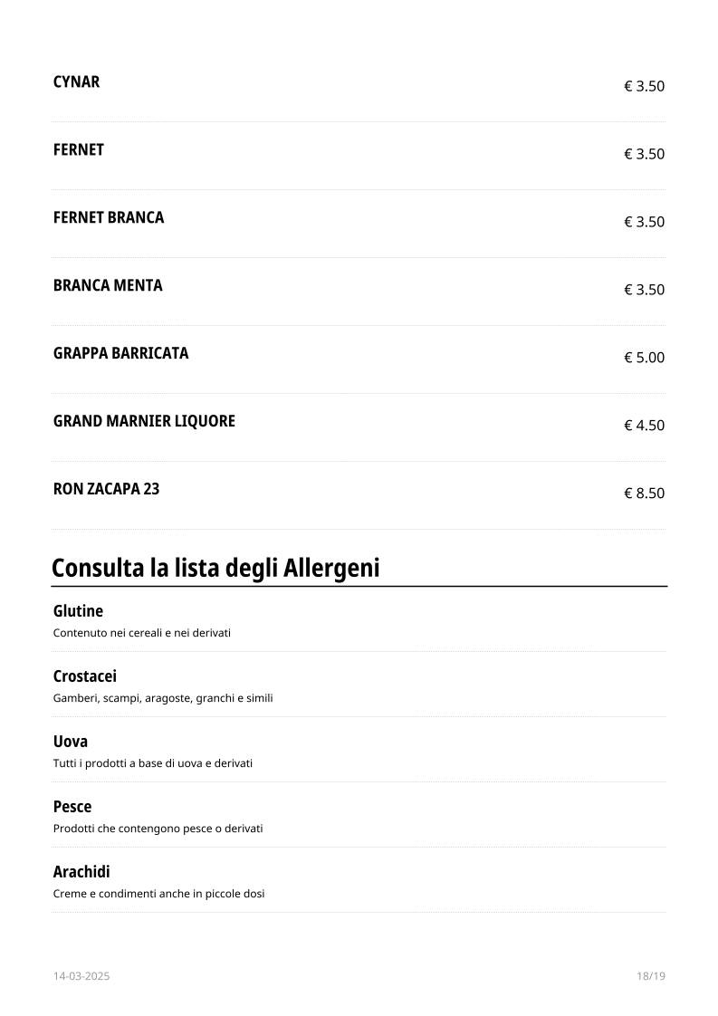 Menu di Retrò Pizzeria Olbia 