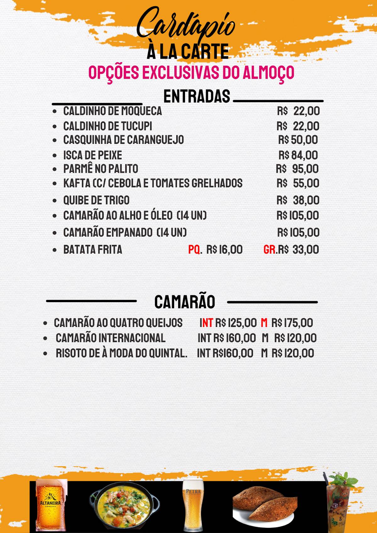 Quintal do Geléia cardápio