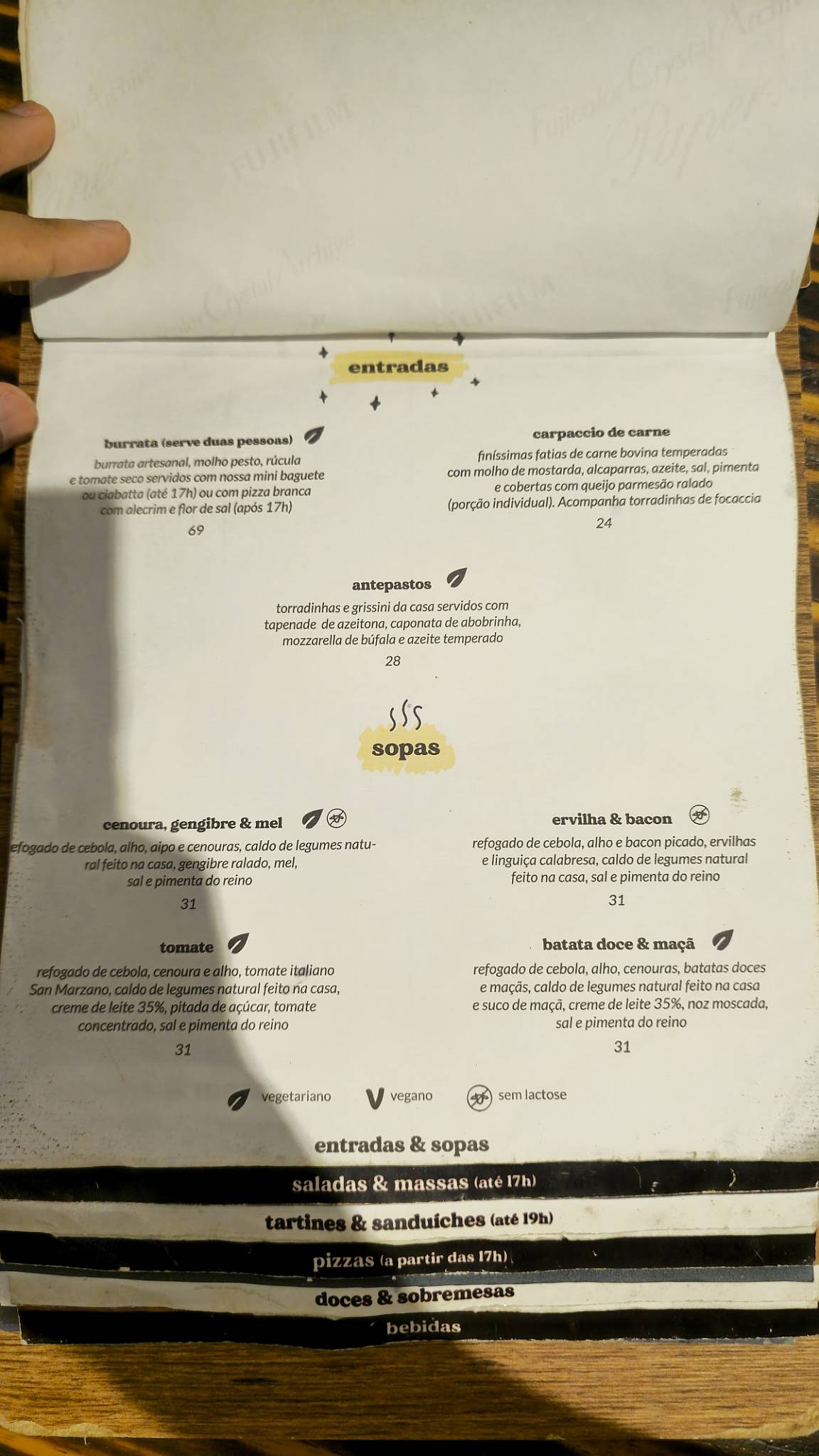 SOVA Natural cardápio