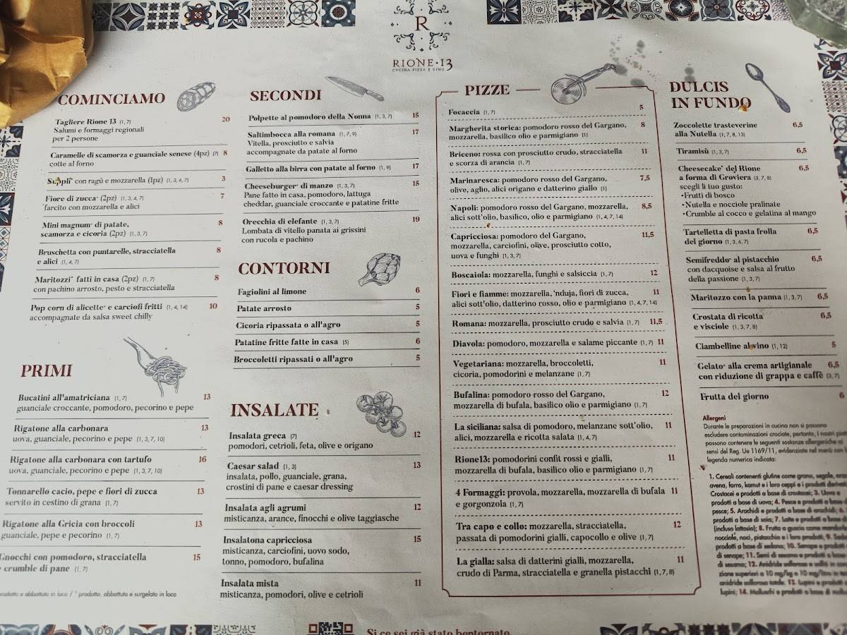 Menu di Rione 13 Ristorante 