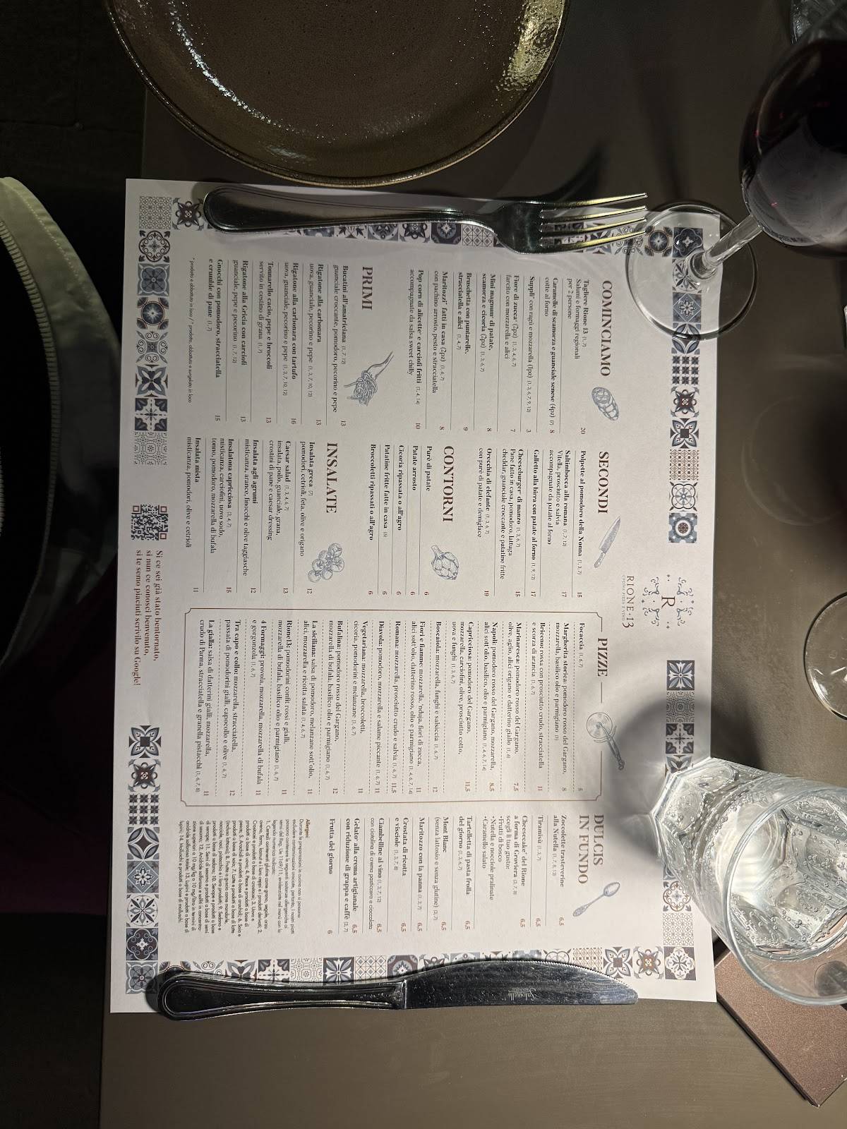 Menu di Rione 13 Ristorante 