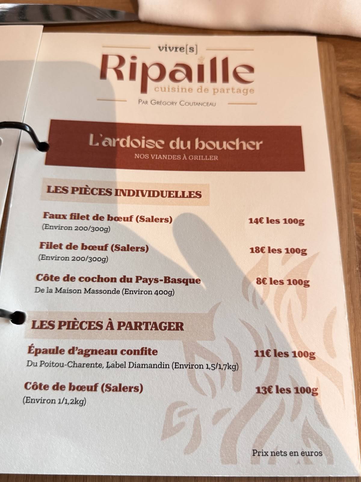 Menu de Ripaille - Vivre[s]