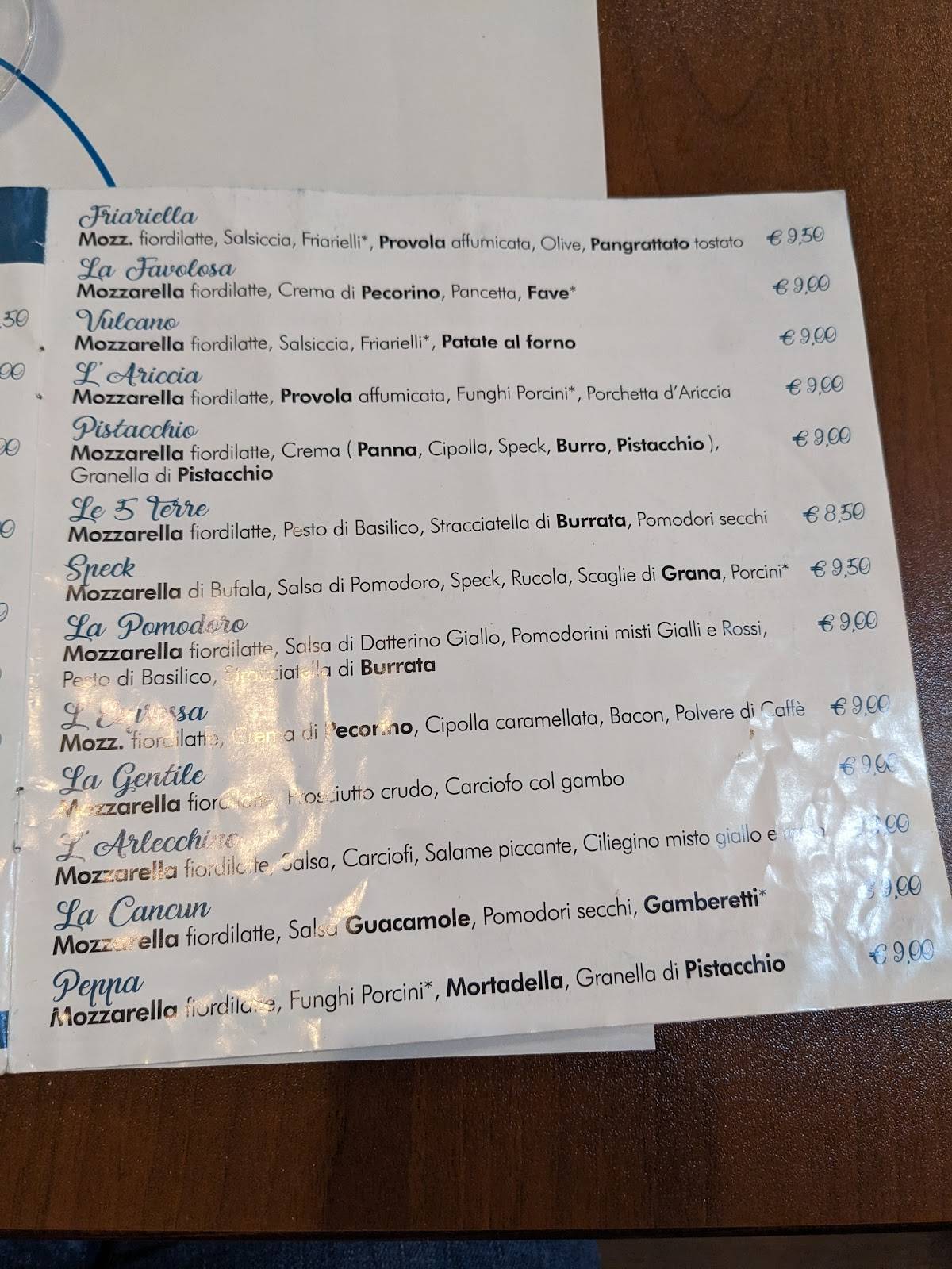 Menu di Risto pizzeria Grano 