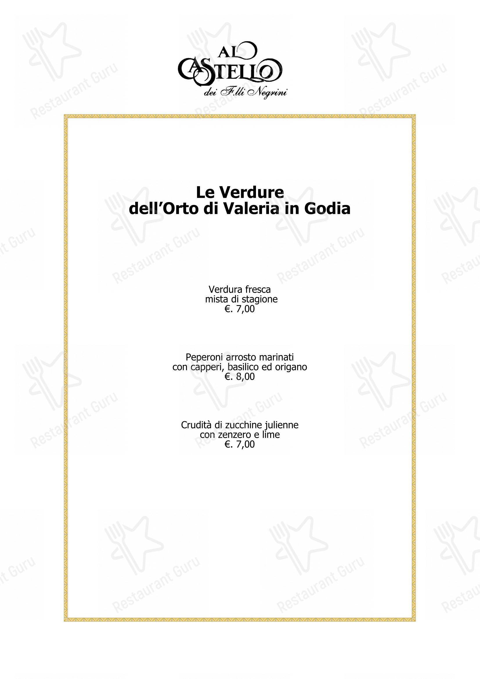 Menu bar per Ristorante Al Castello in Fagagna