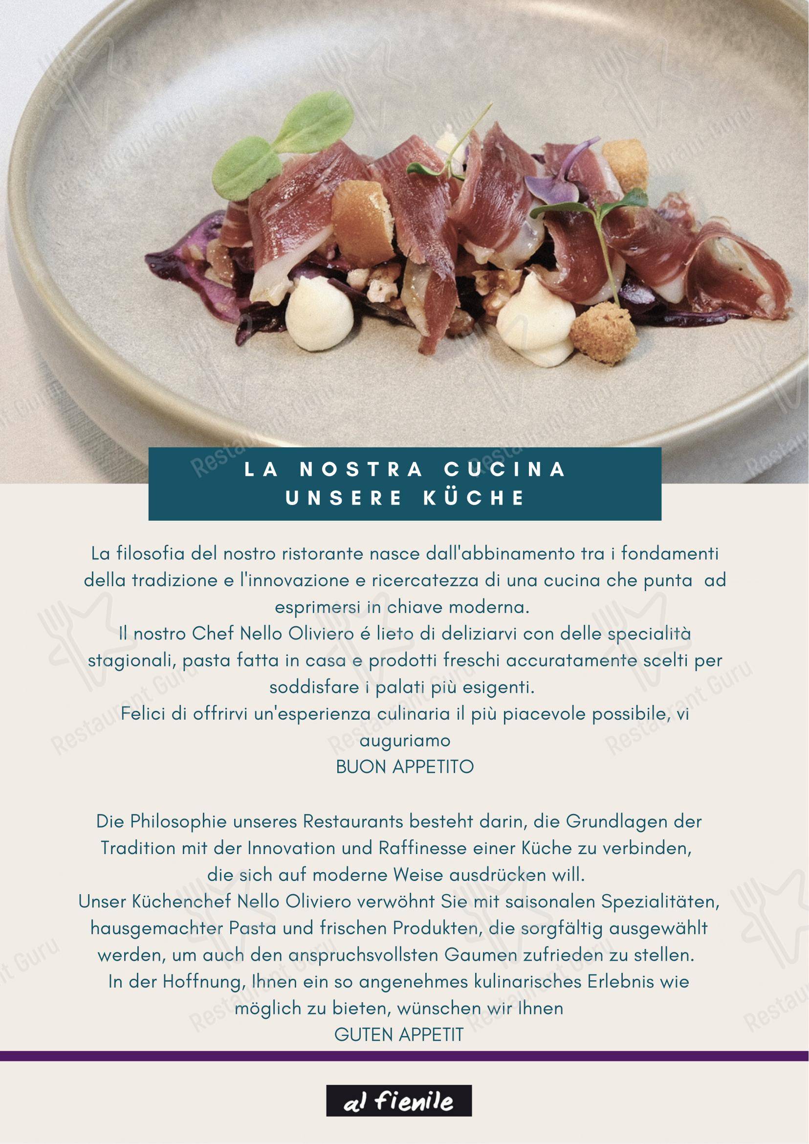 Menu bar per Ristorante Al Fienile ristorante