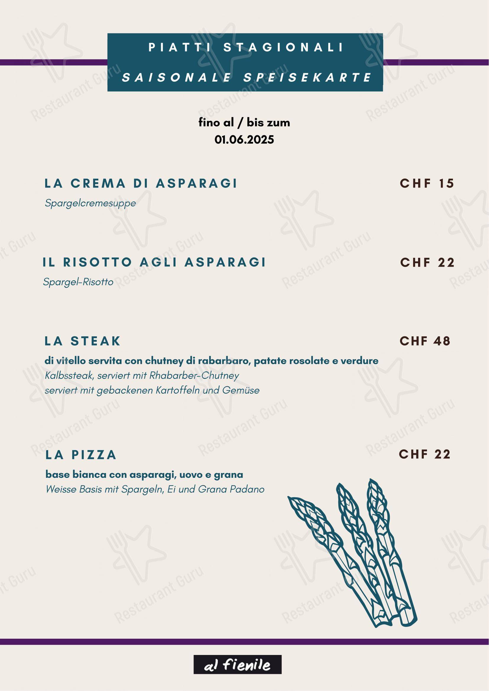 Menu bar per Ristorante Al Fienile in Tenero-Contra