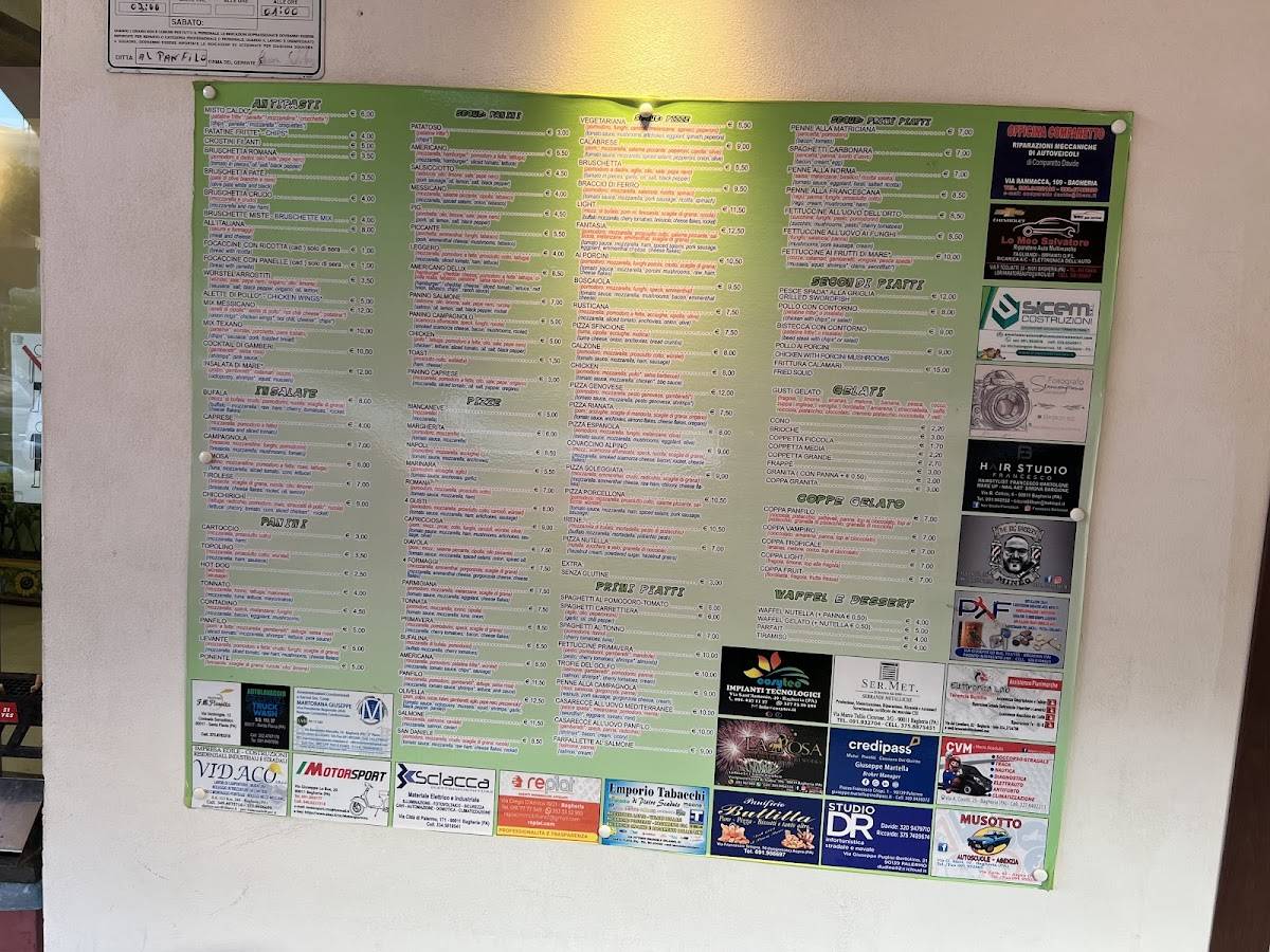 Menu di Al Panfilo 