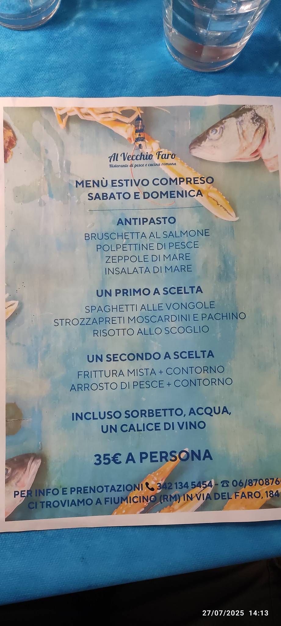Menu di Ristorante Al Vecchio faro 