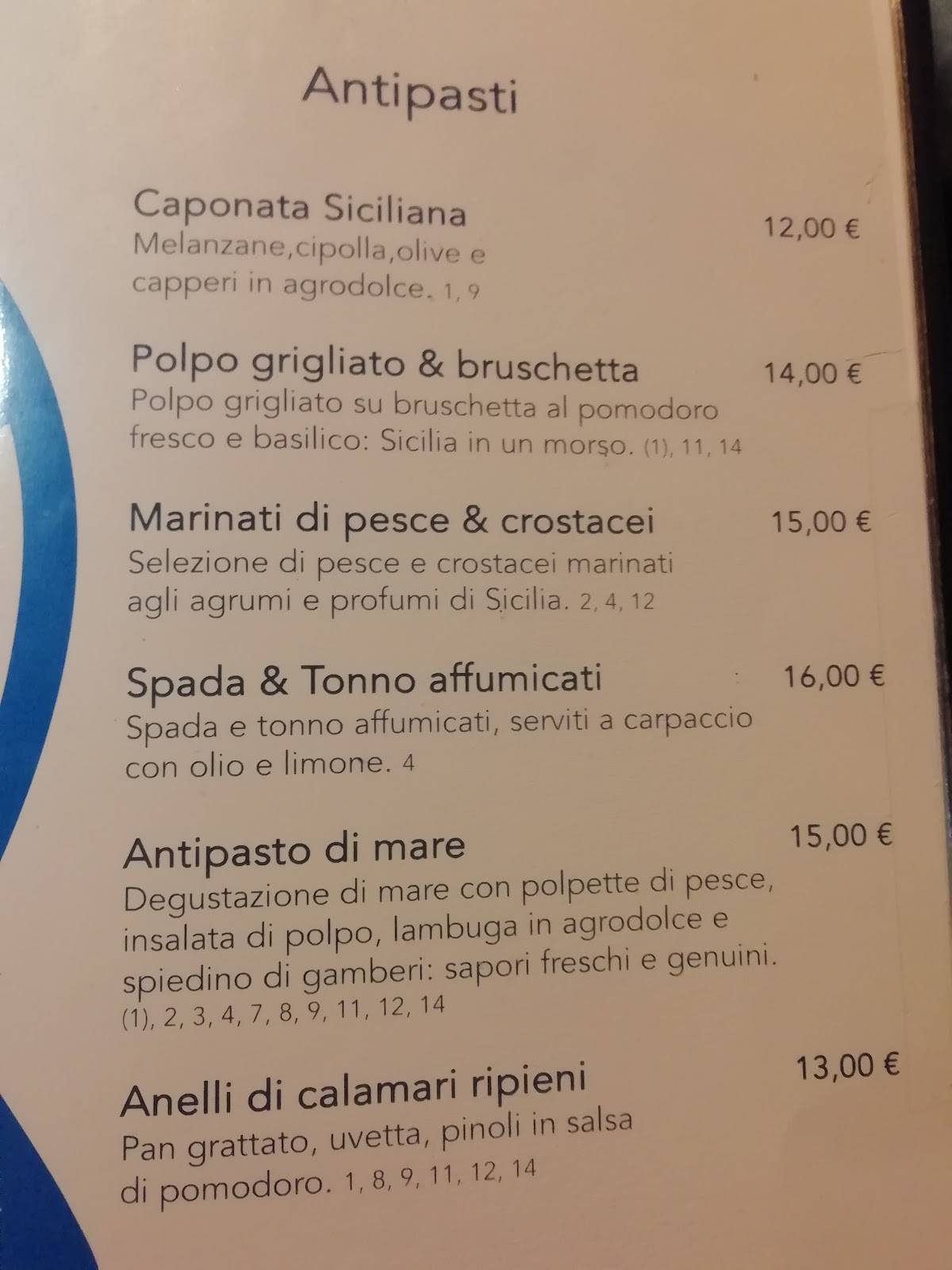Menu di Ristorante Amecà al porto 