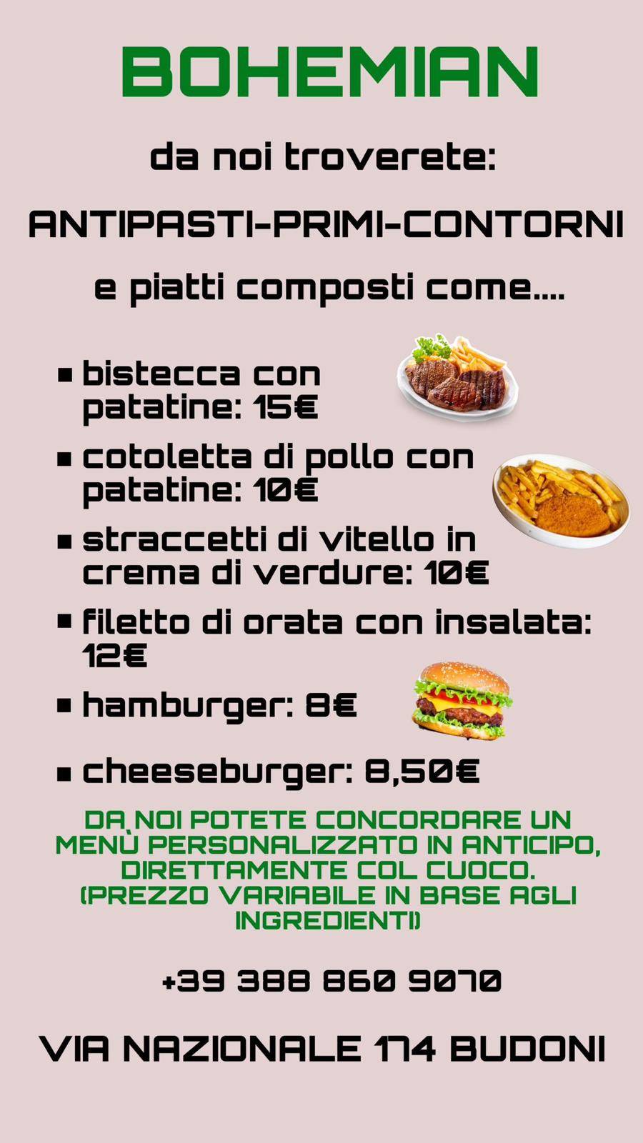 Menu di Ristorante BOHEMIAN 
