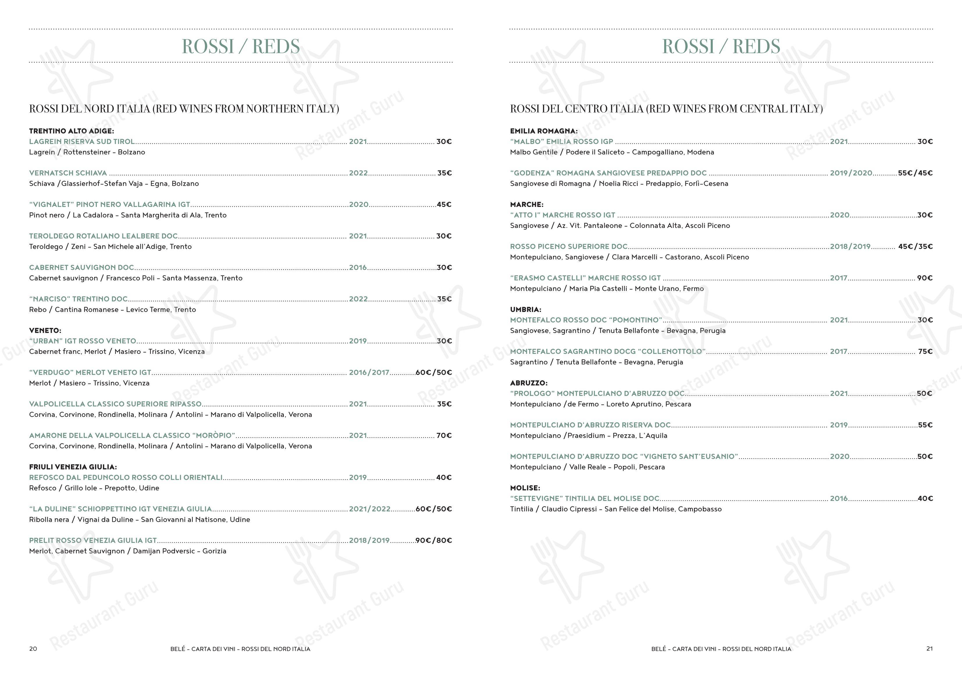 Ristorante Belé Navigli dans Milan - Menu