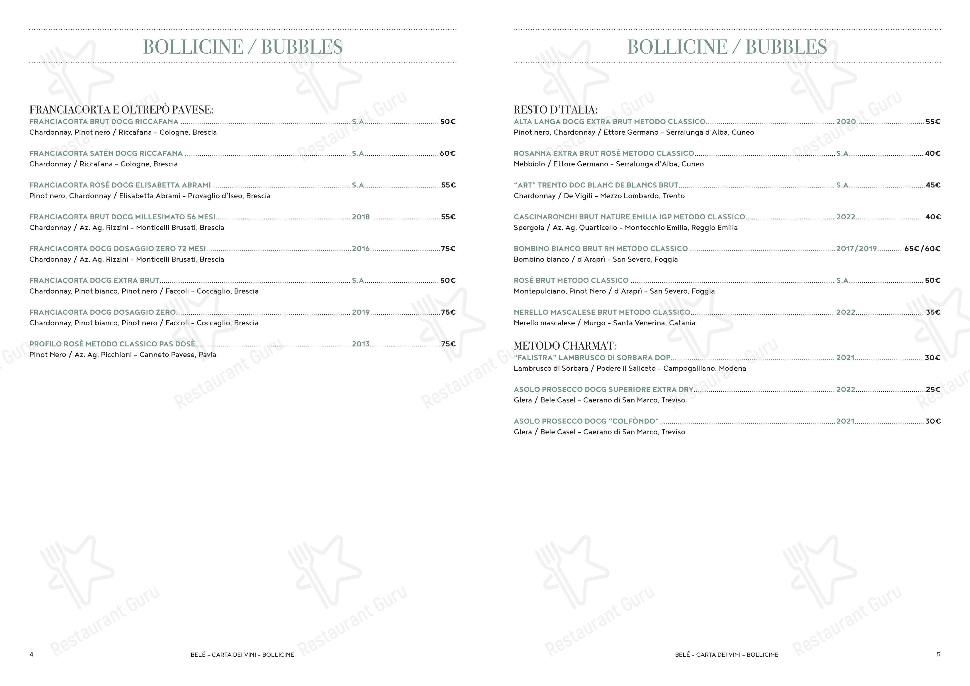 Ristorante Belé Navigli dans Milan - Menu