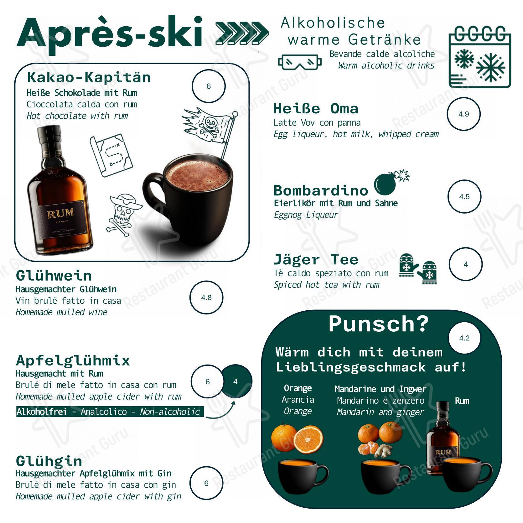 Ristorante Cafè Flora Alpin Roof in Fie allo Sciliar - 菜单