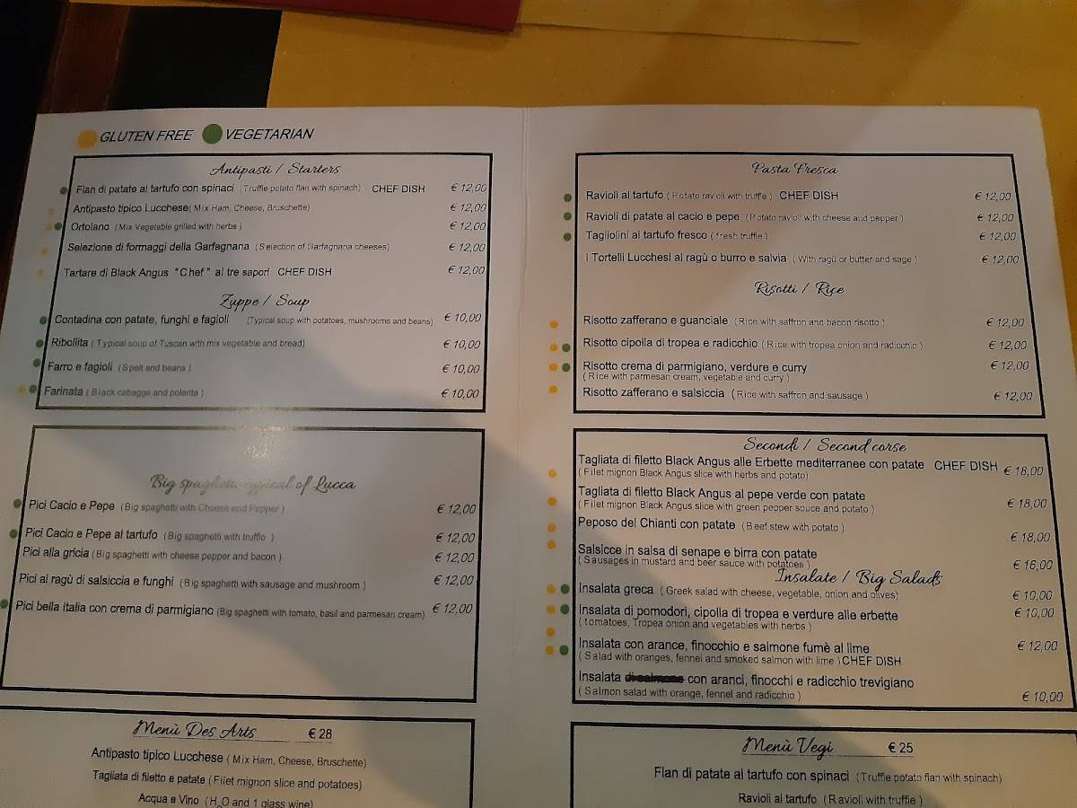 Menu di Bistrot e Wine Bar Des Arts 