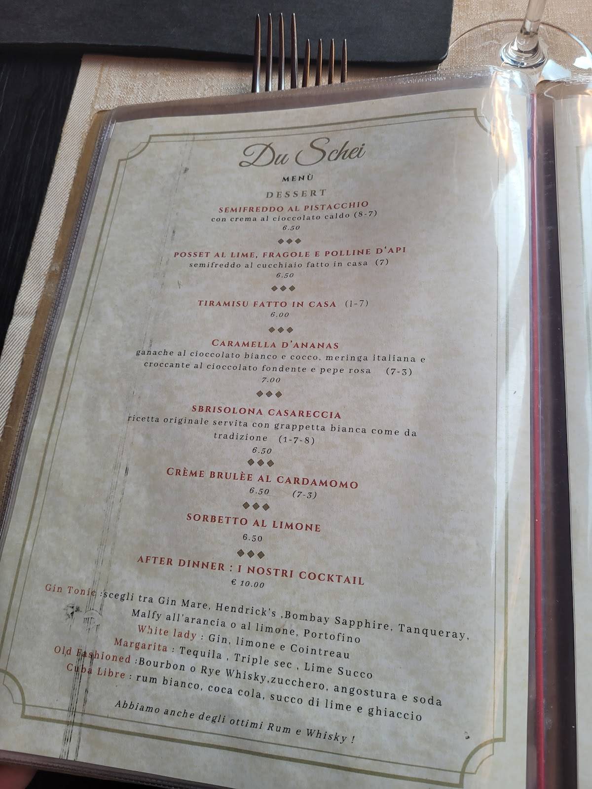 Menu di Osteria Du Schei 