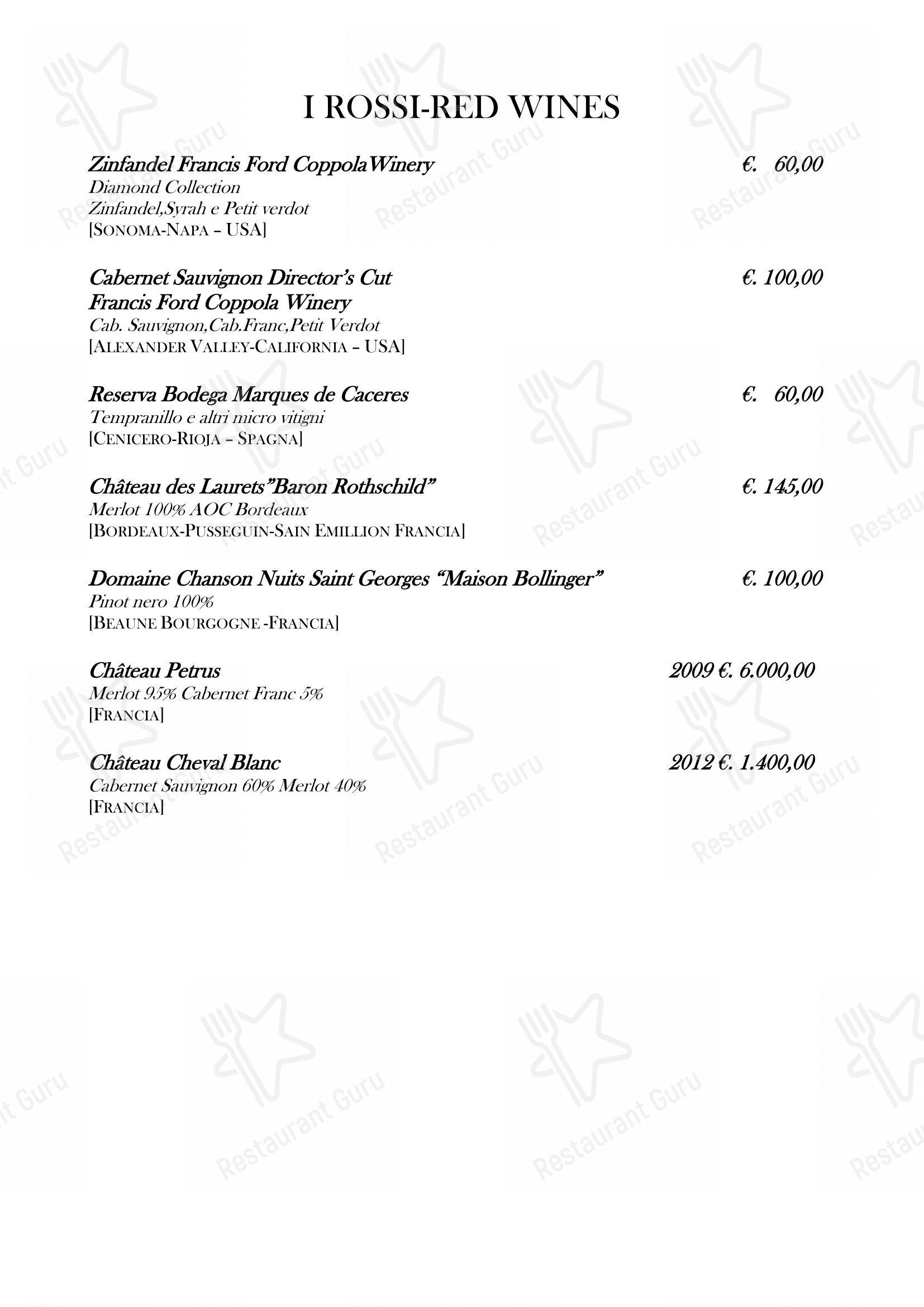 Menu bar per Ristorante Fortunato al Pantheon in Roma