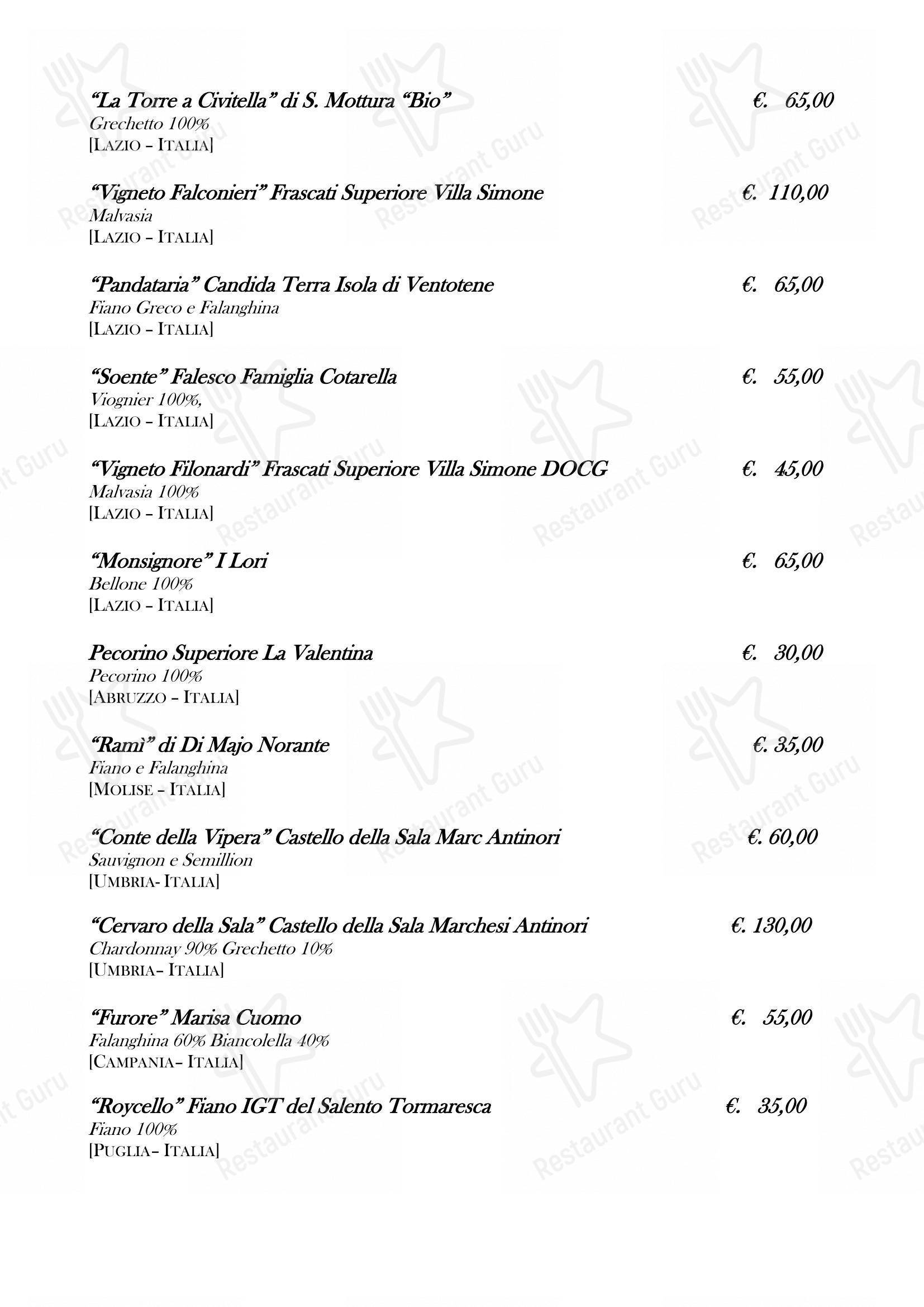 Ristorante Fortunato al Pantheon in Roma - Menu bar
