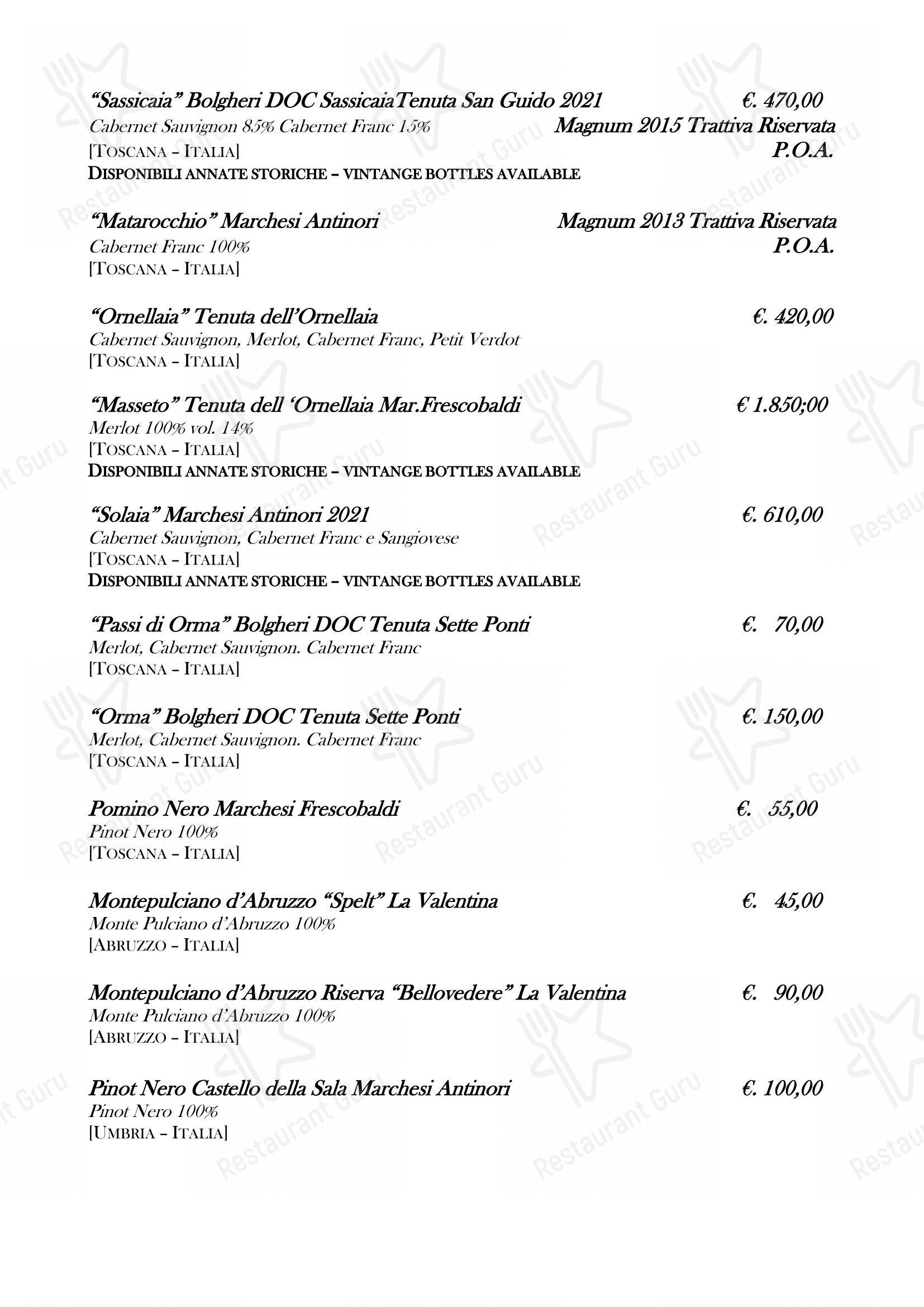 Menu bar per Ristorante Fortunato al Pantheon ristorante