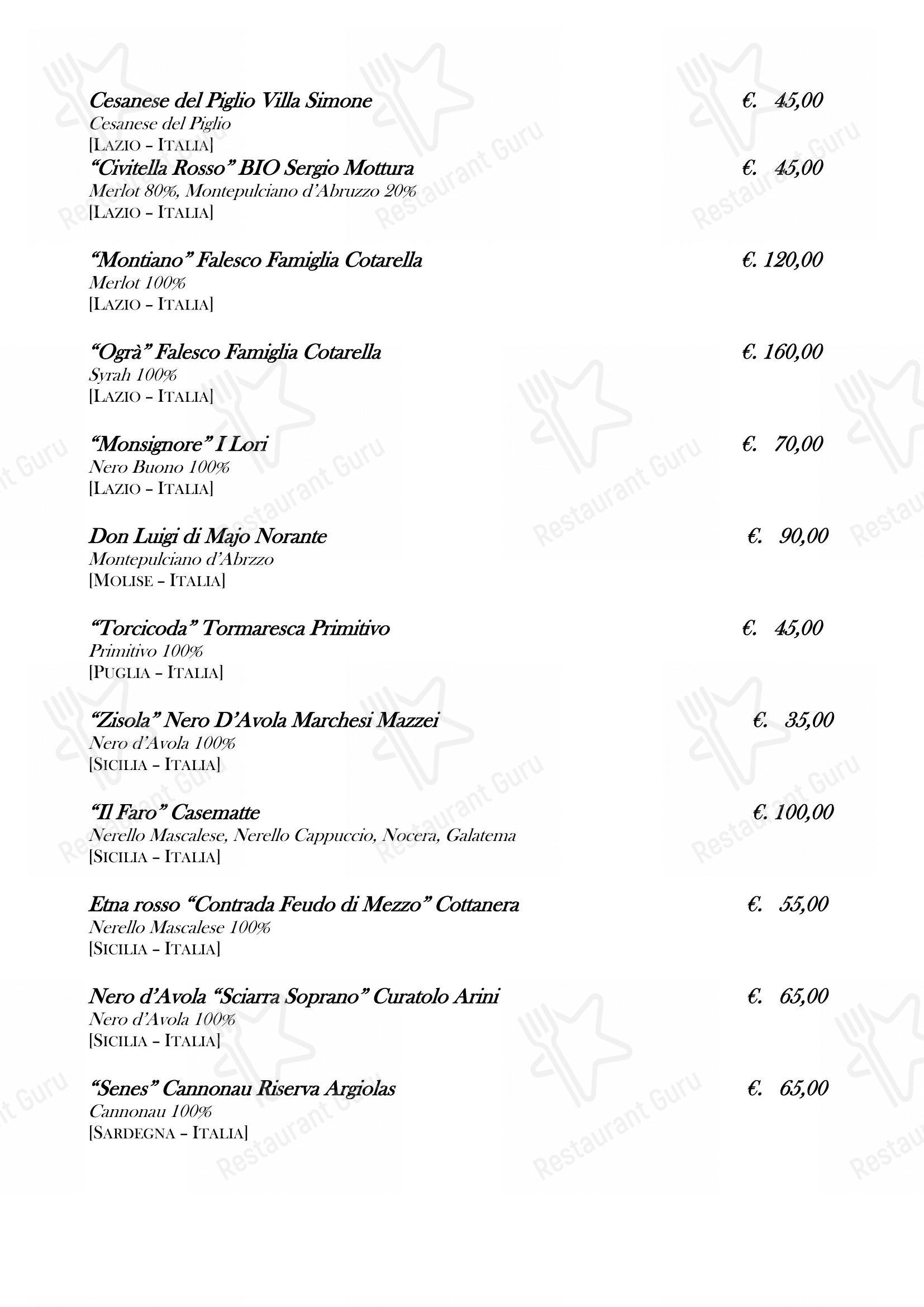 Menu bar per Ristorante Fortunato al Pantheon ristorante