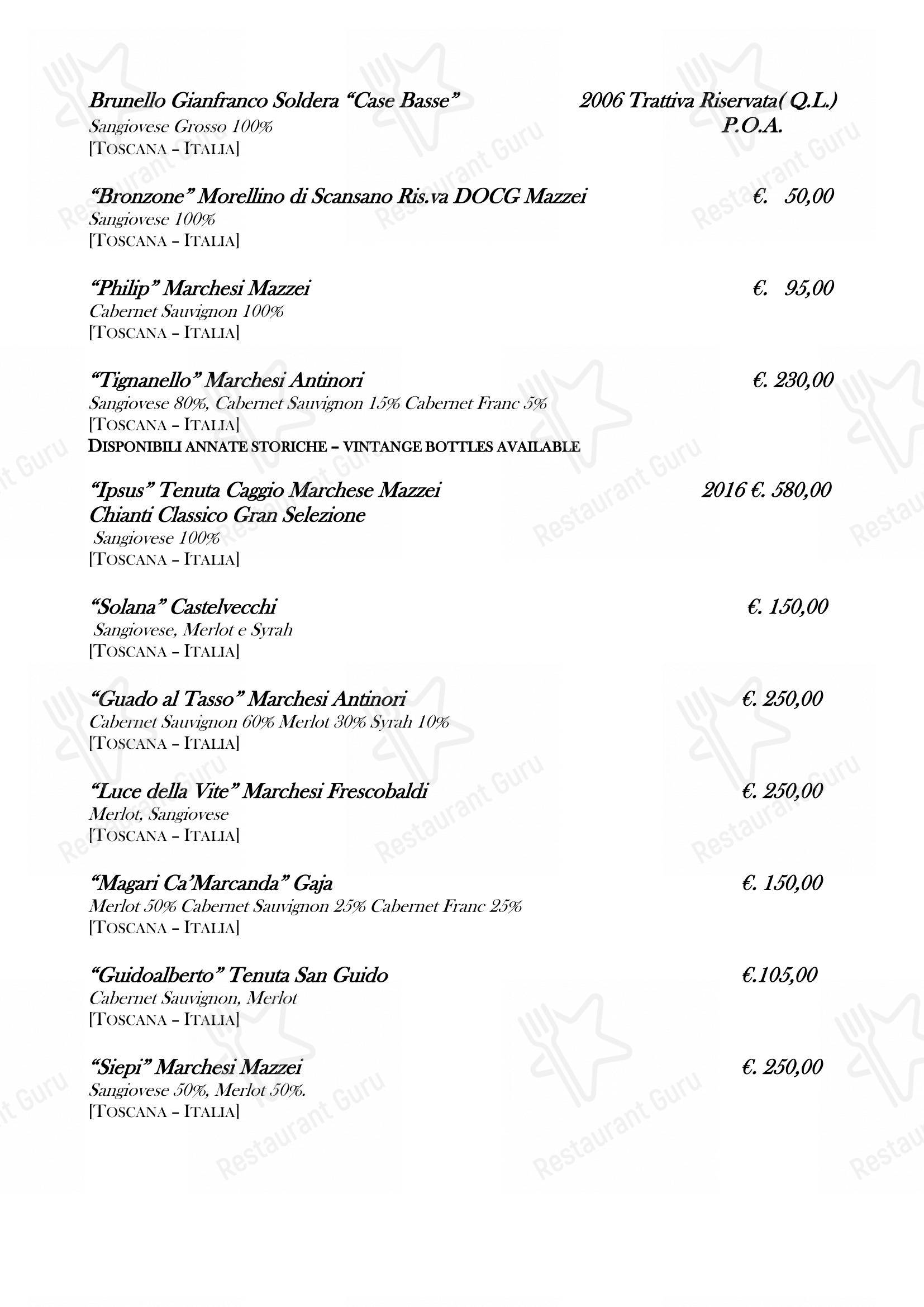 Menu bar per Ristorante Fortunato al Pantheon in Roma