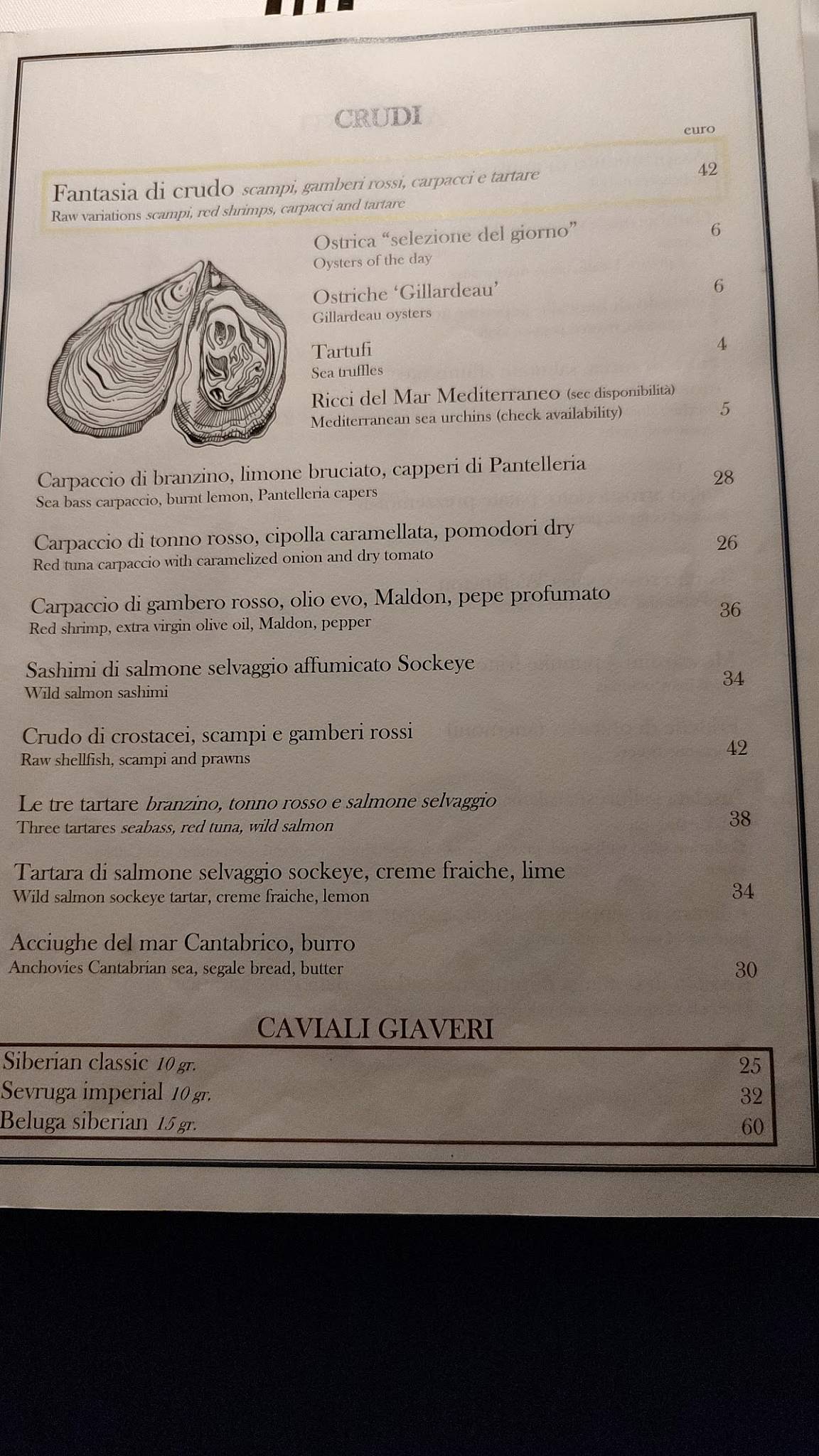 Menu de Ristorante Gallura