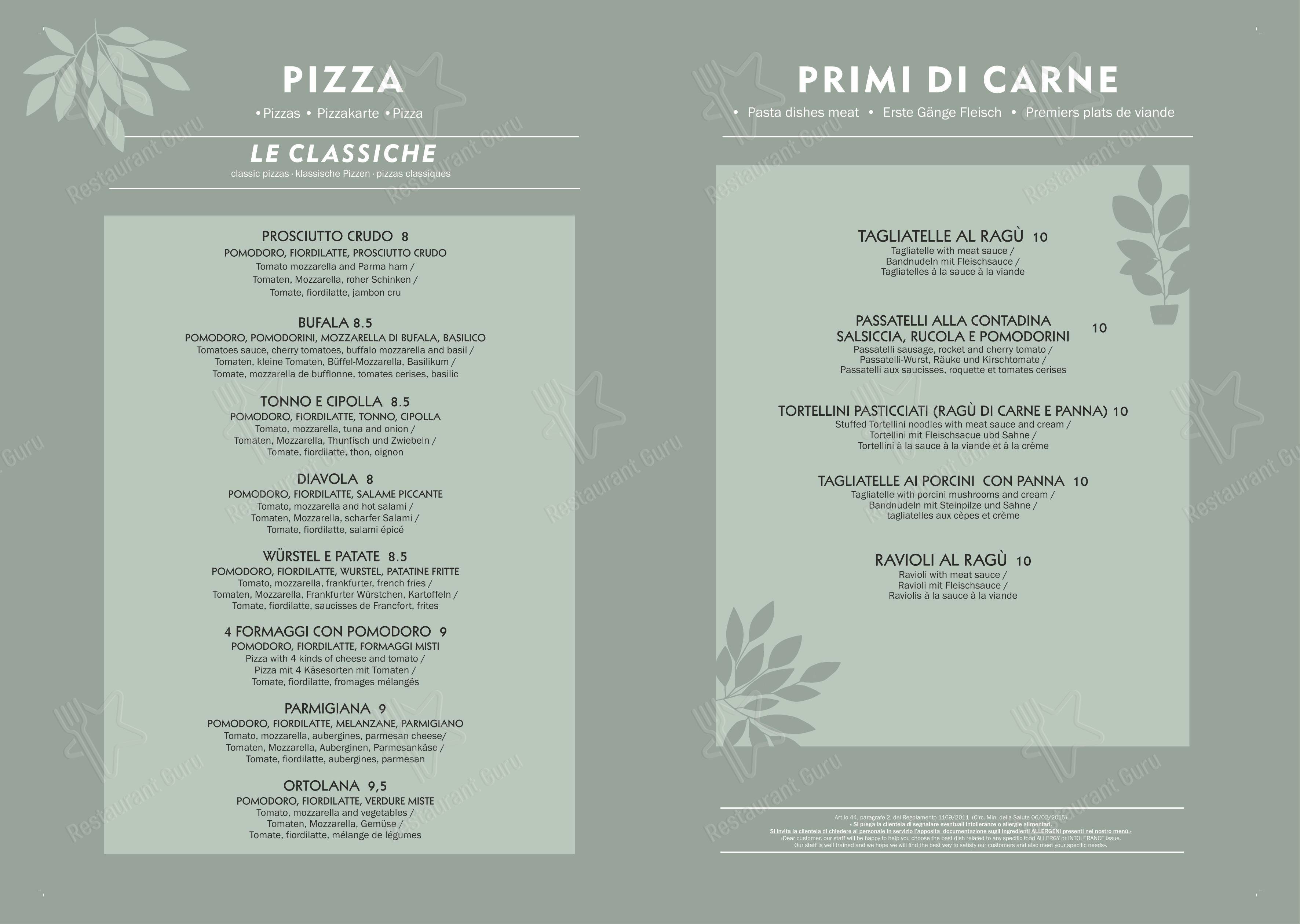 Menu di Ristorante Garden - Cucina & Pizza - Menu