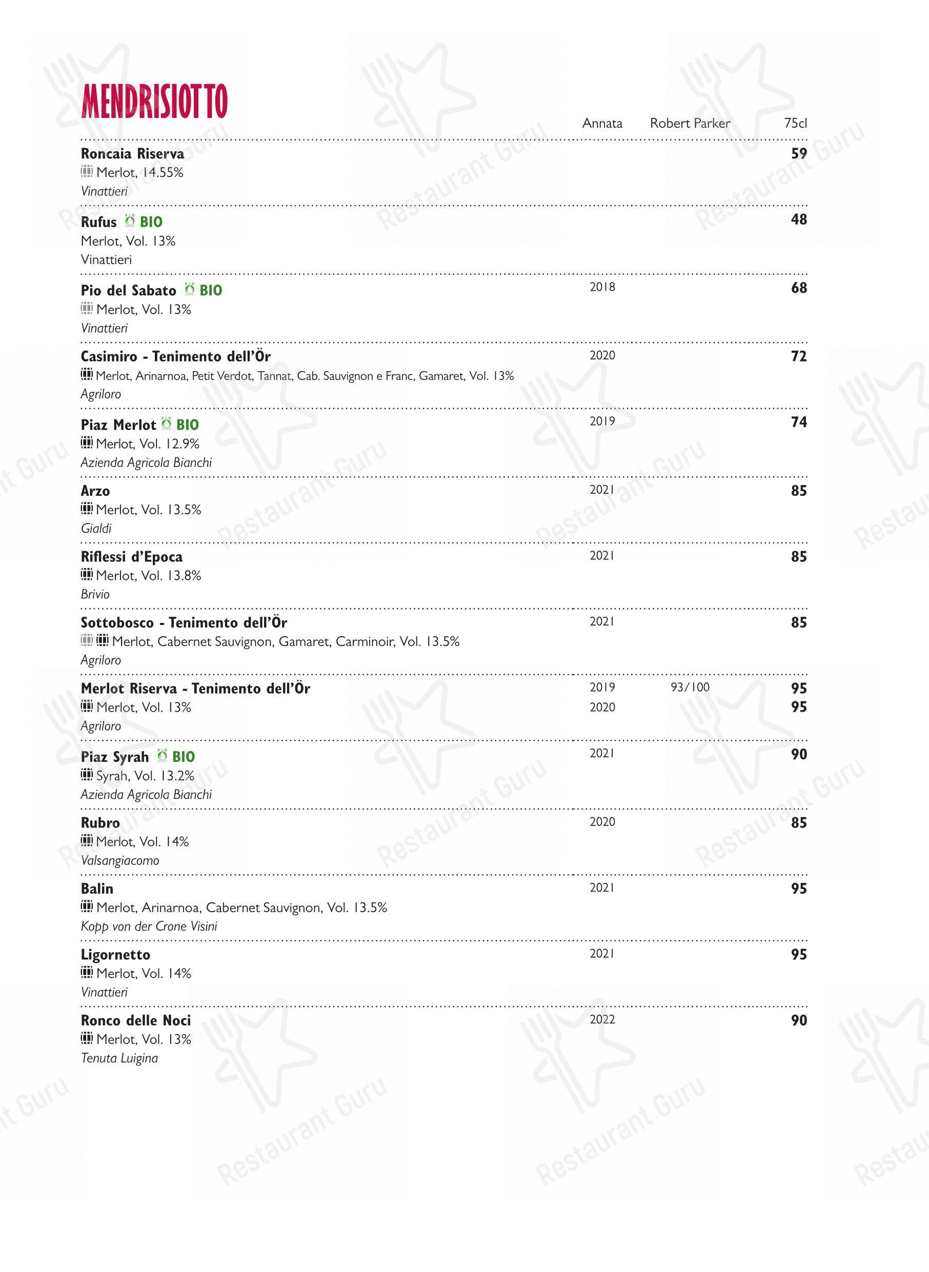 Menu di Ristorante Grotto Broggini - Menu