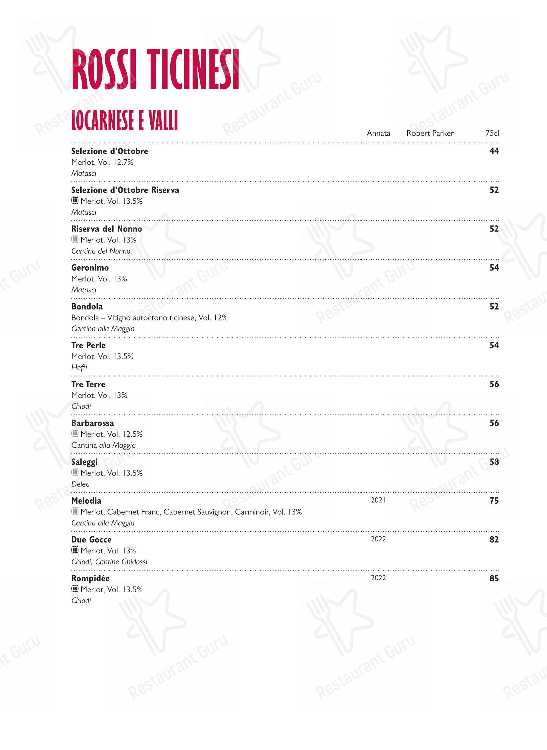 Menu per Ristorante Grotto Broggini in Losone