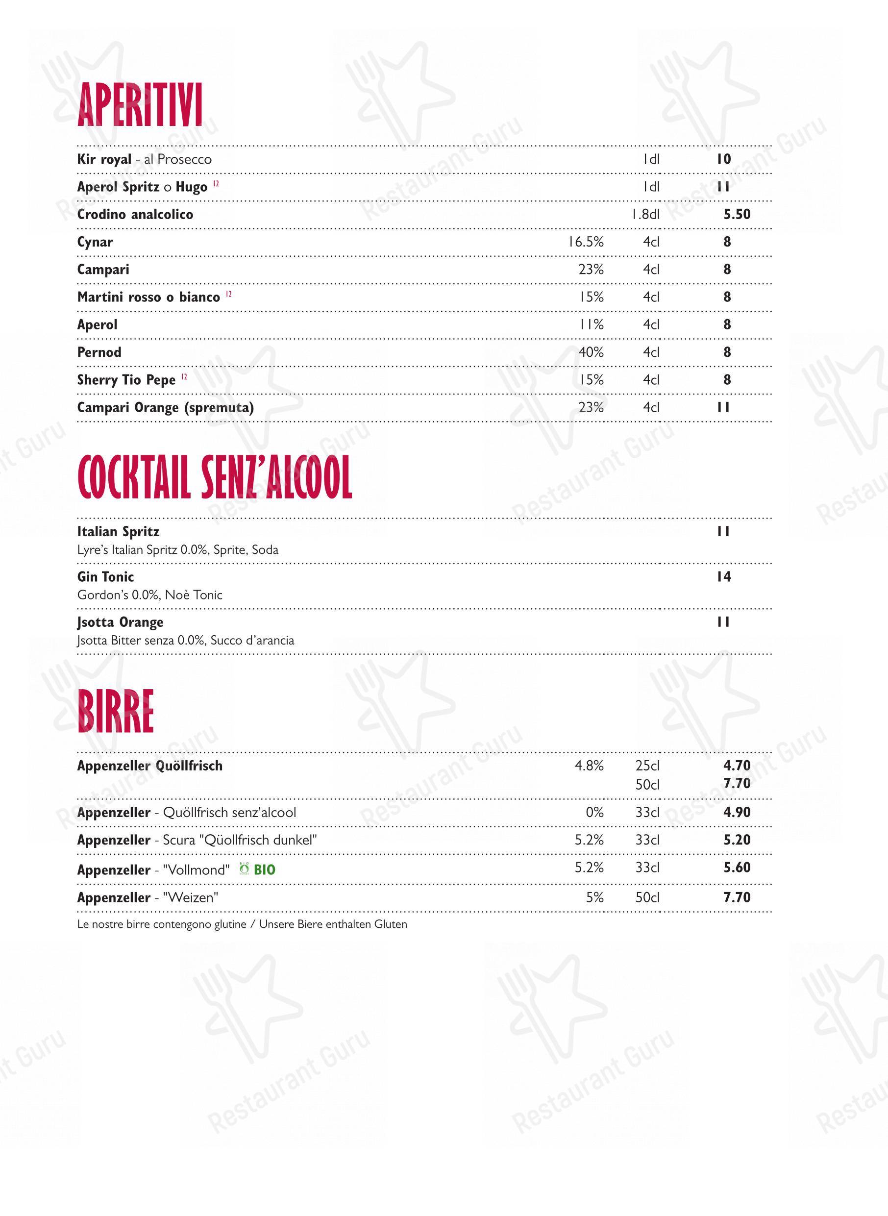 Menu per Ristorante Grotto Broggini ristorante