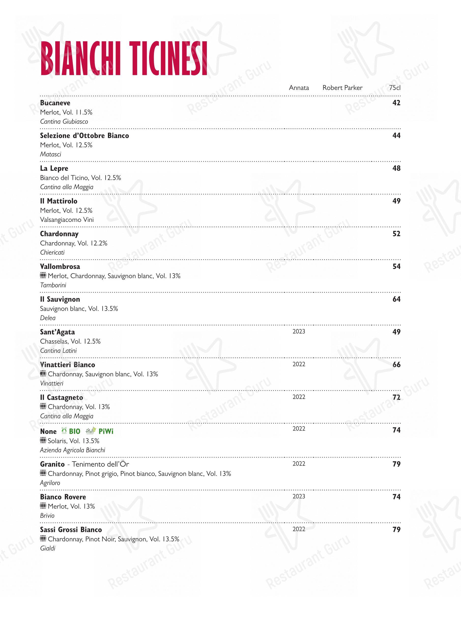 Menu per Ristorante Grotto Broggini in Losone