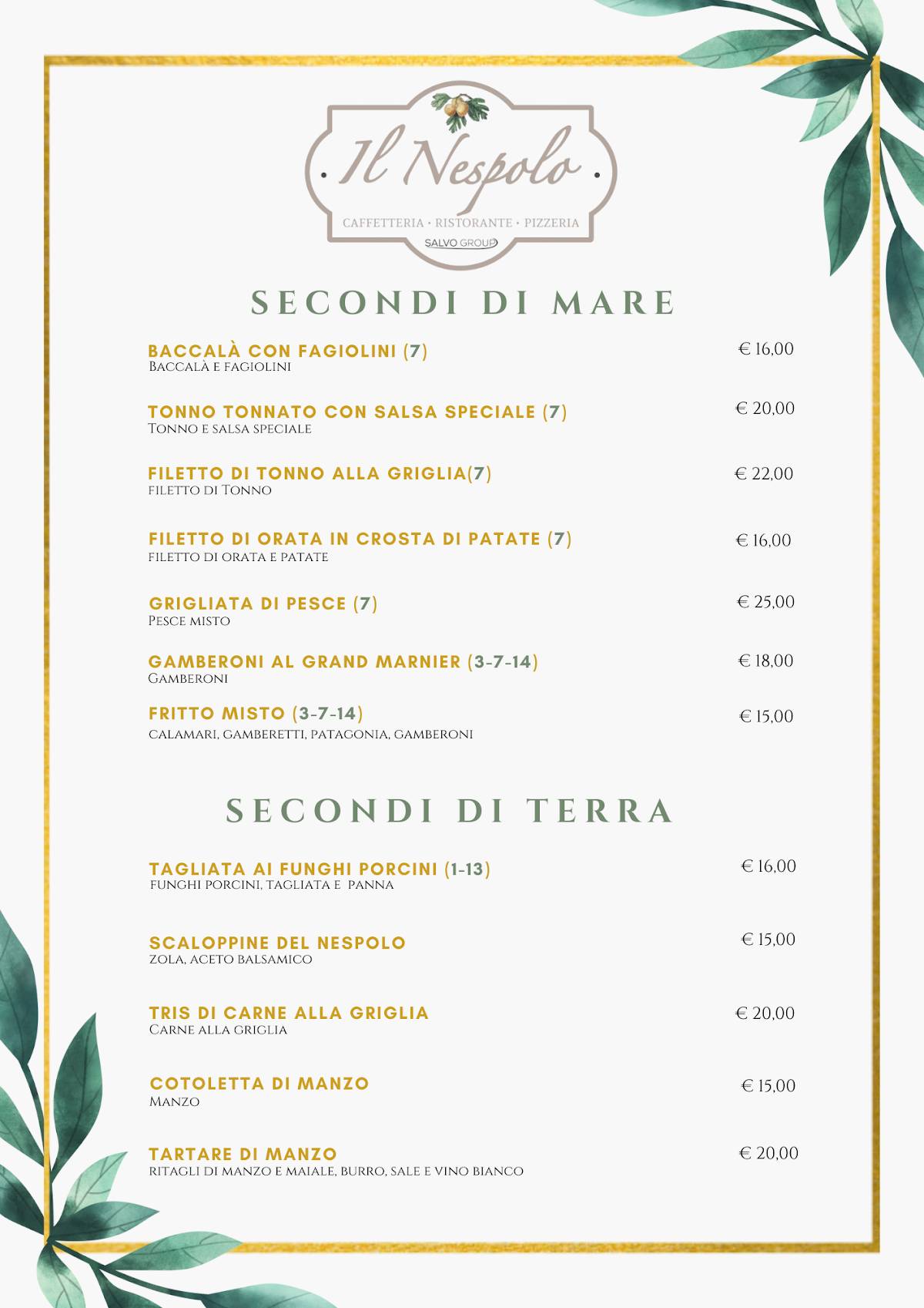 Menu di Ristorante Il Nespolo 