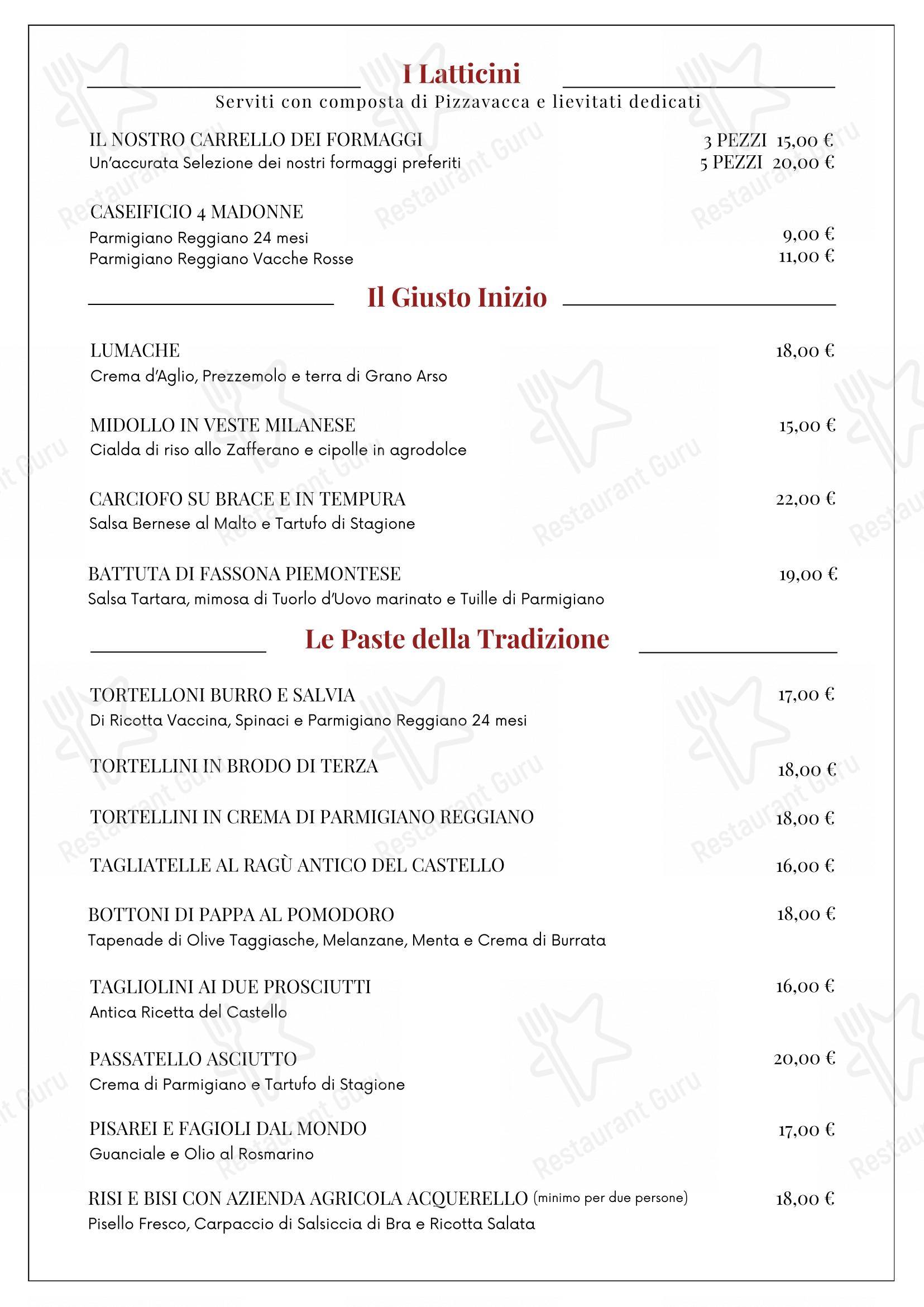 Menu di Ristorante Il Castello - Menu bar