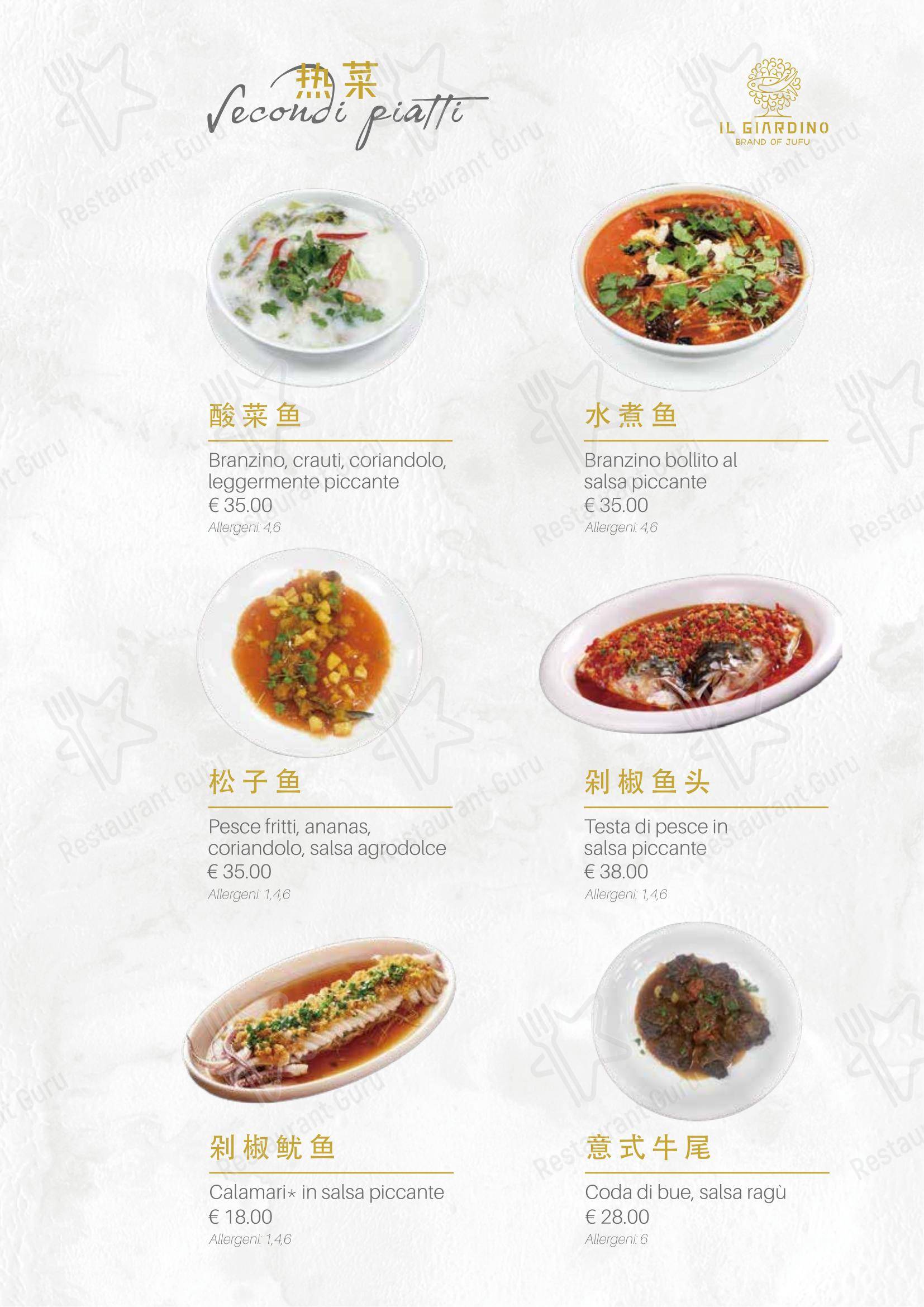 Menu per Ristorante Il Giardino ristorante