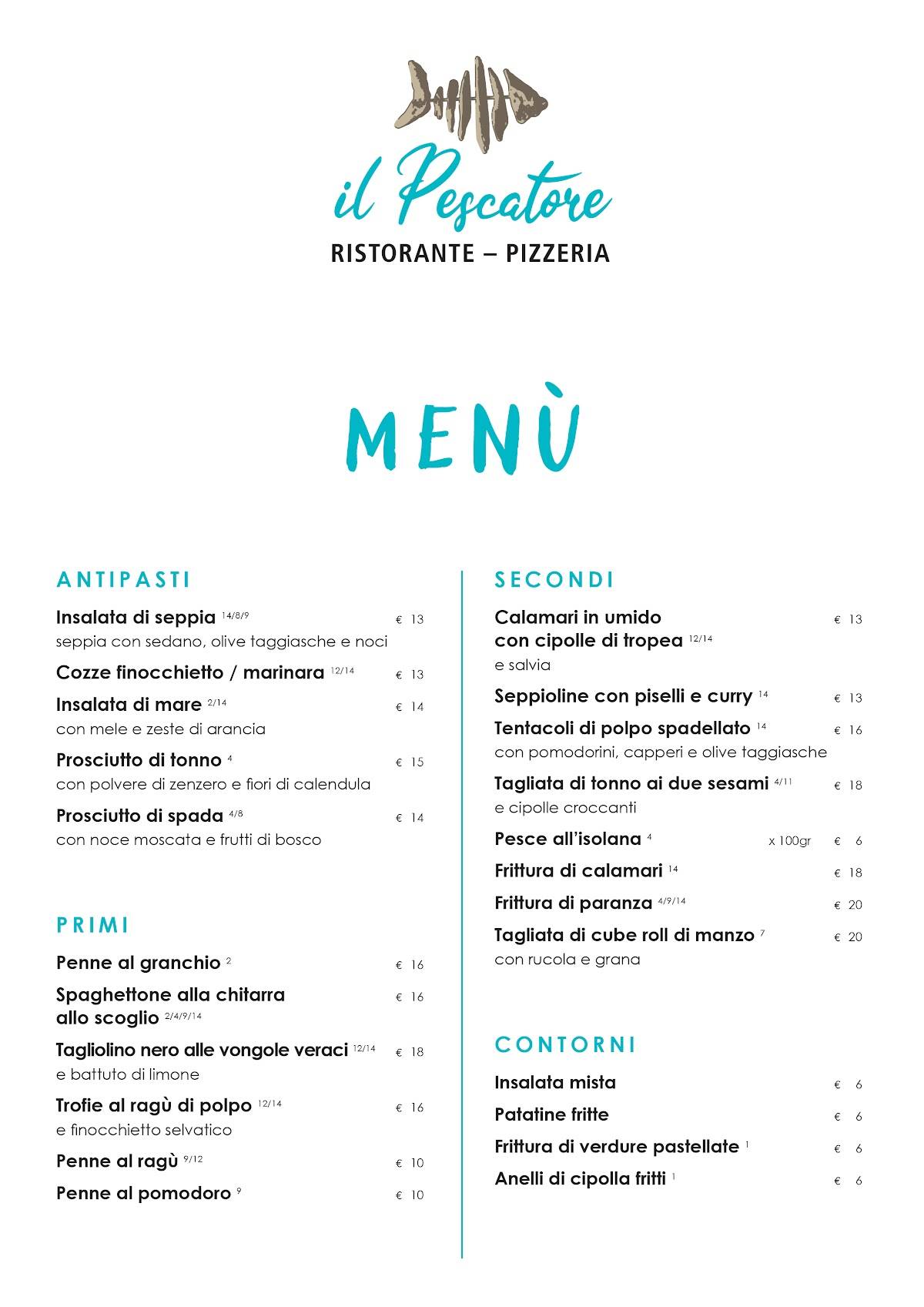 Menu di Ristorante Il Pescatore 