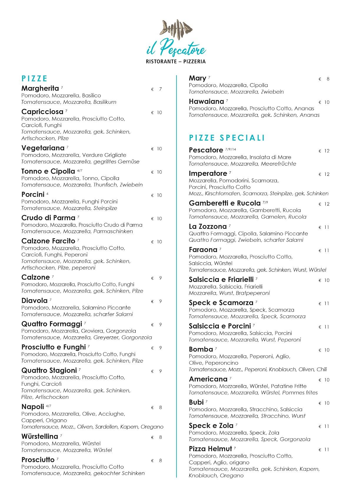 Menu di Ristorante Il Pescatore 