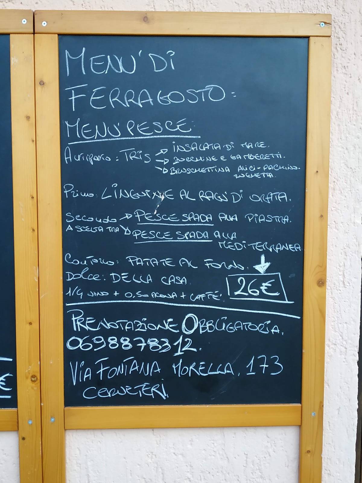 Menu di Ristorante Pizzeria Il Ritrovo 