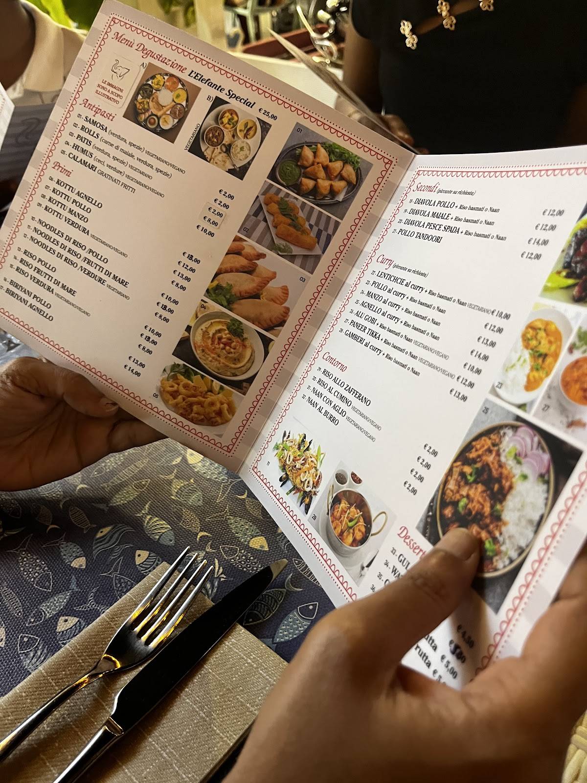 Menu di Ristorante Indiano L'elefante Baia Flaminia 